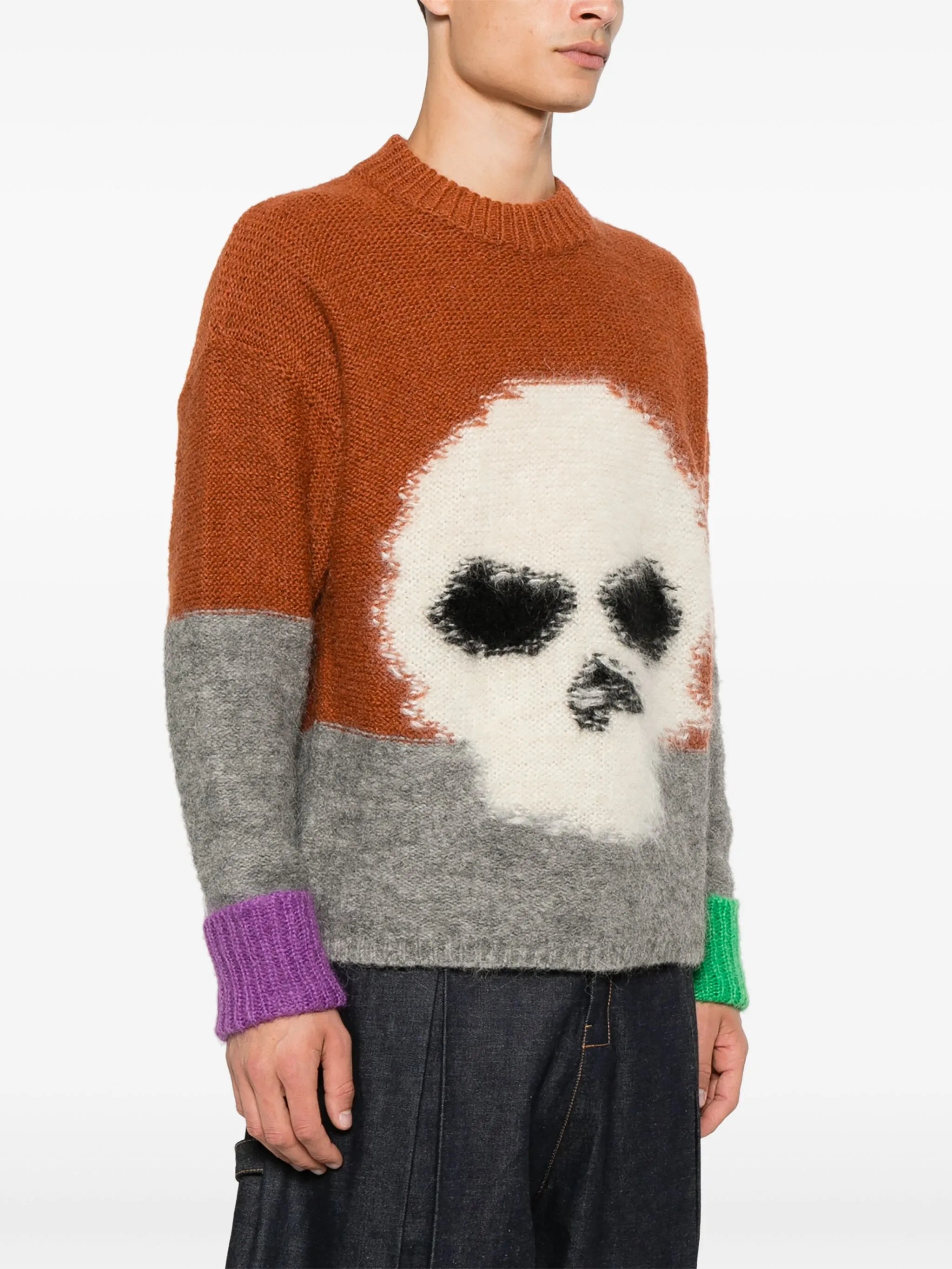 skull intarsia-knit sweater