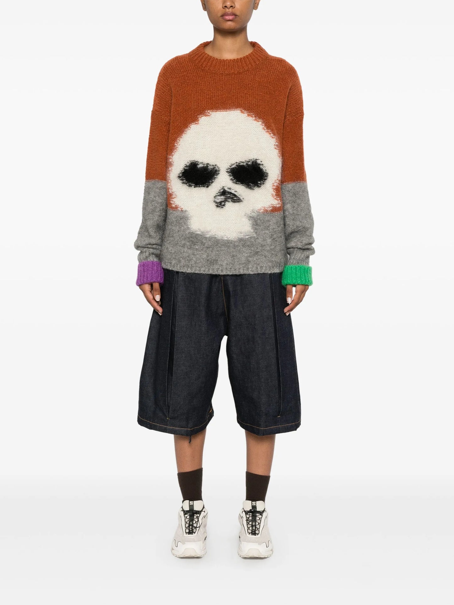 skull intarsia-knit sweater