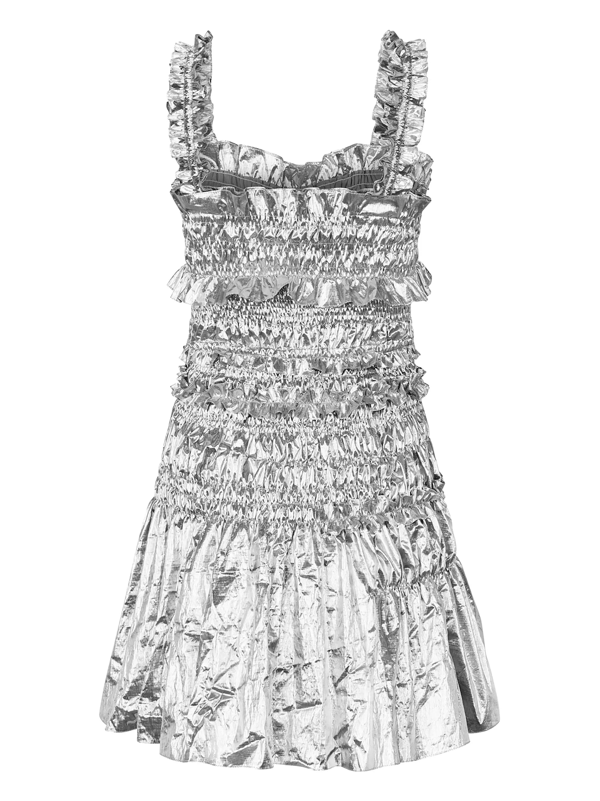 mini smock metallic dress