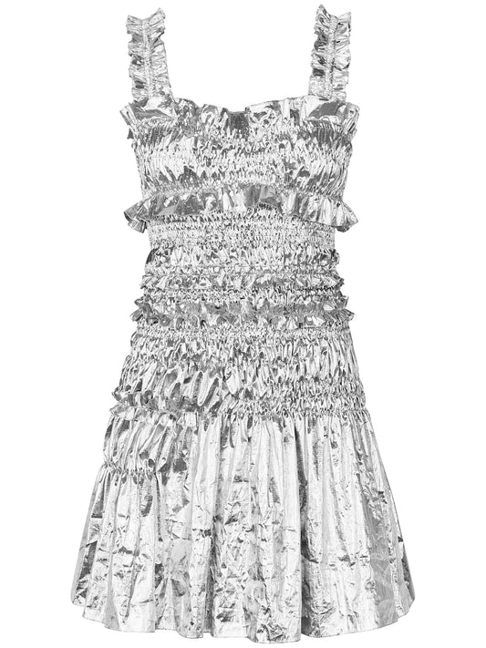 mini smock metallic dress