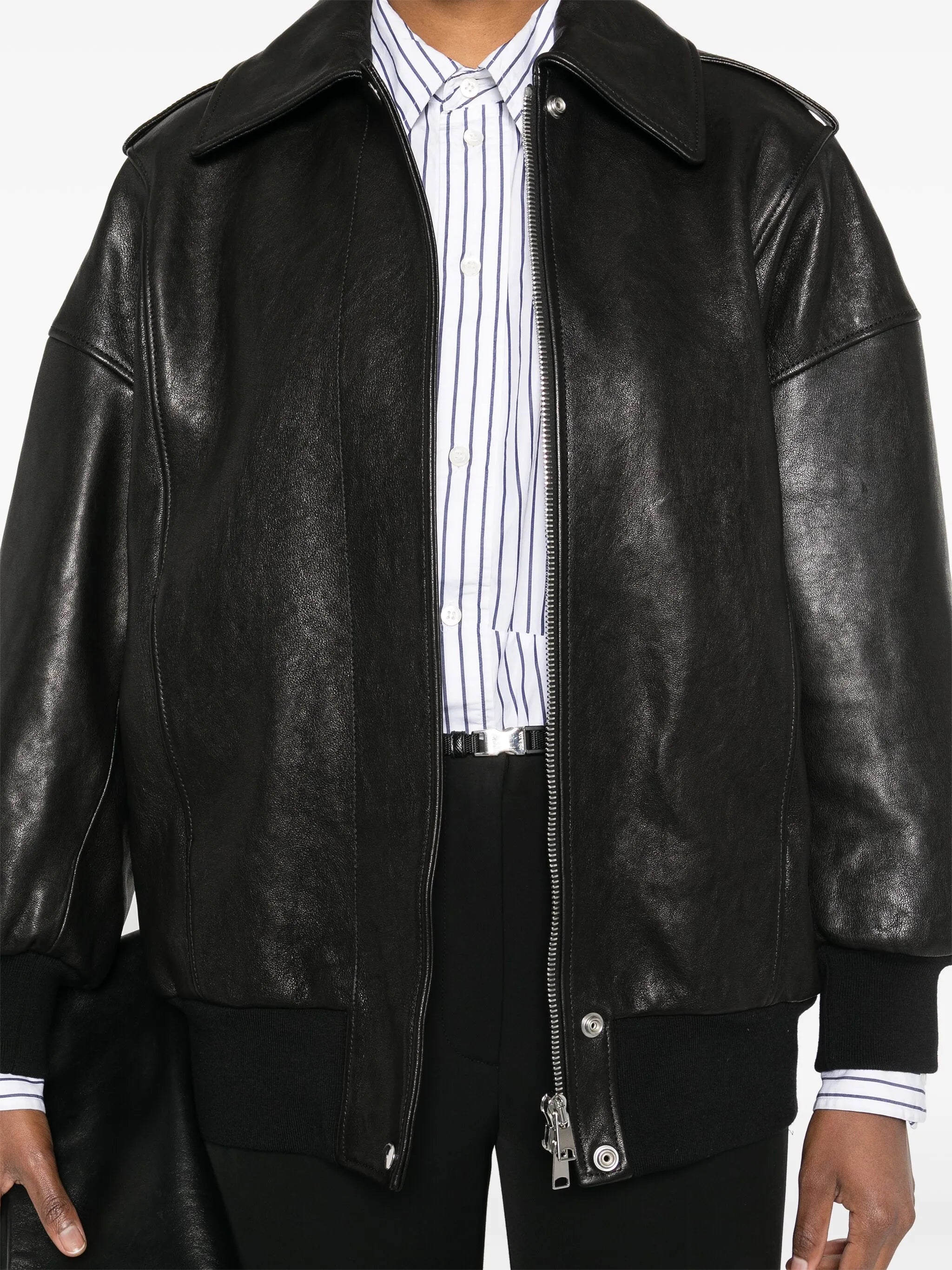 leather bomber jacket