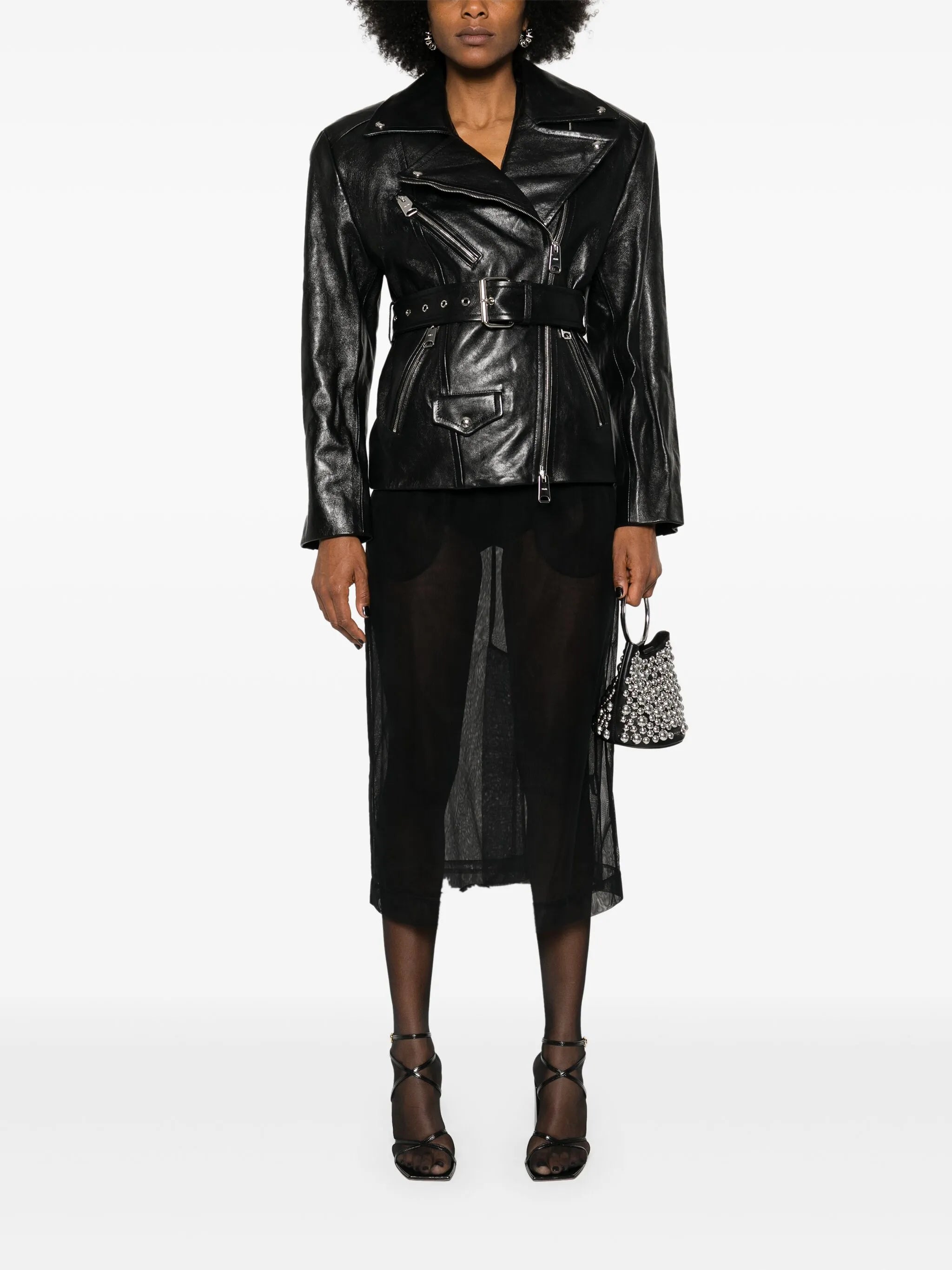 Fabbie belted leather jacket