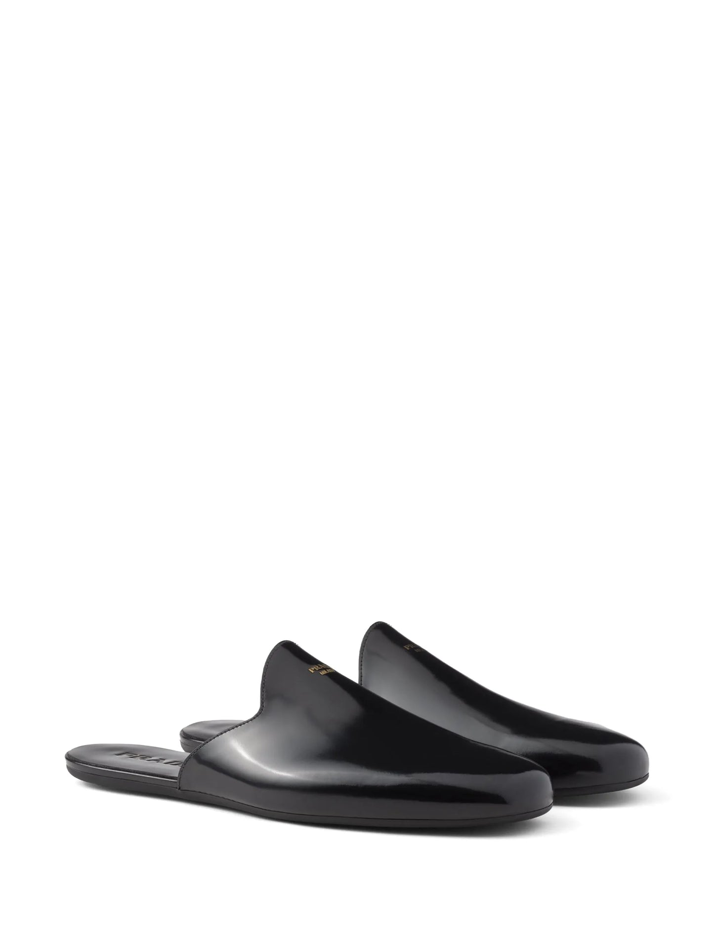 logo-embossed brushed leather slippers