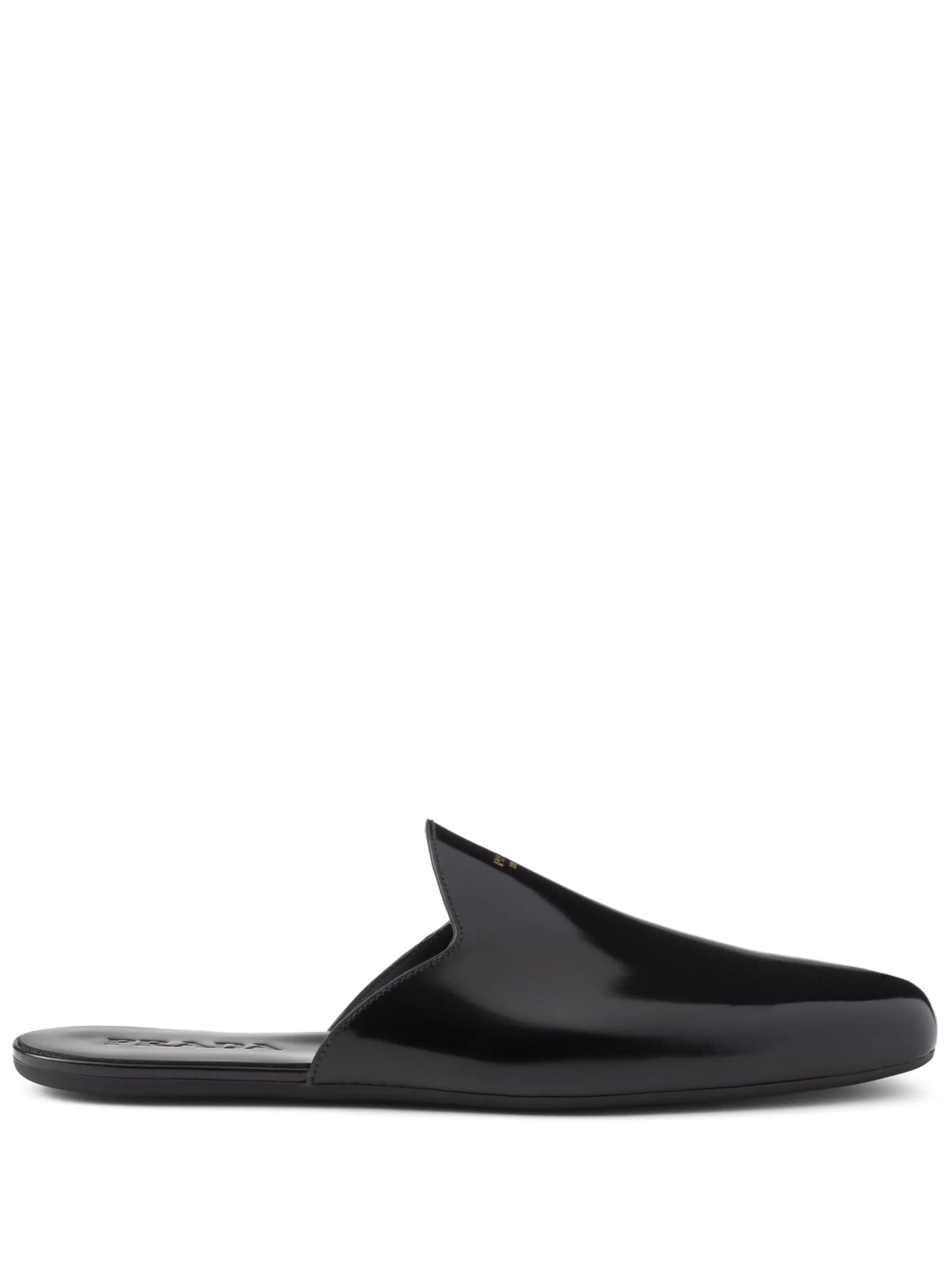 logo-embossed brushed leather slippers