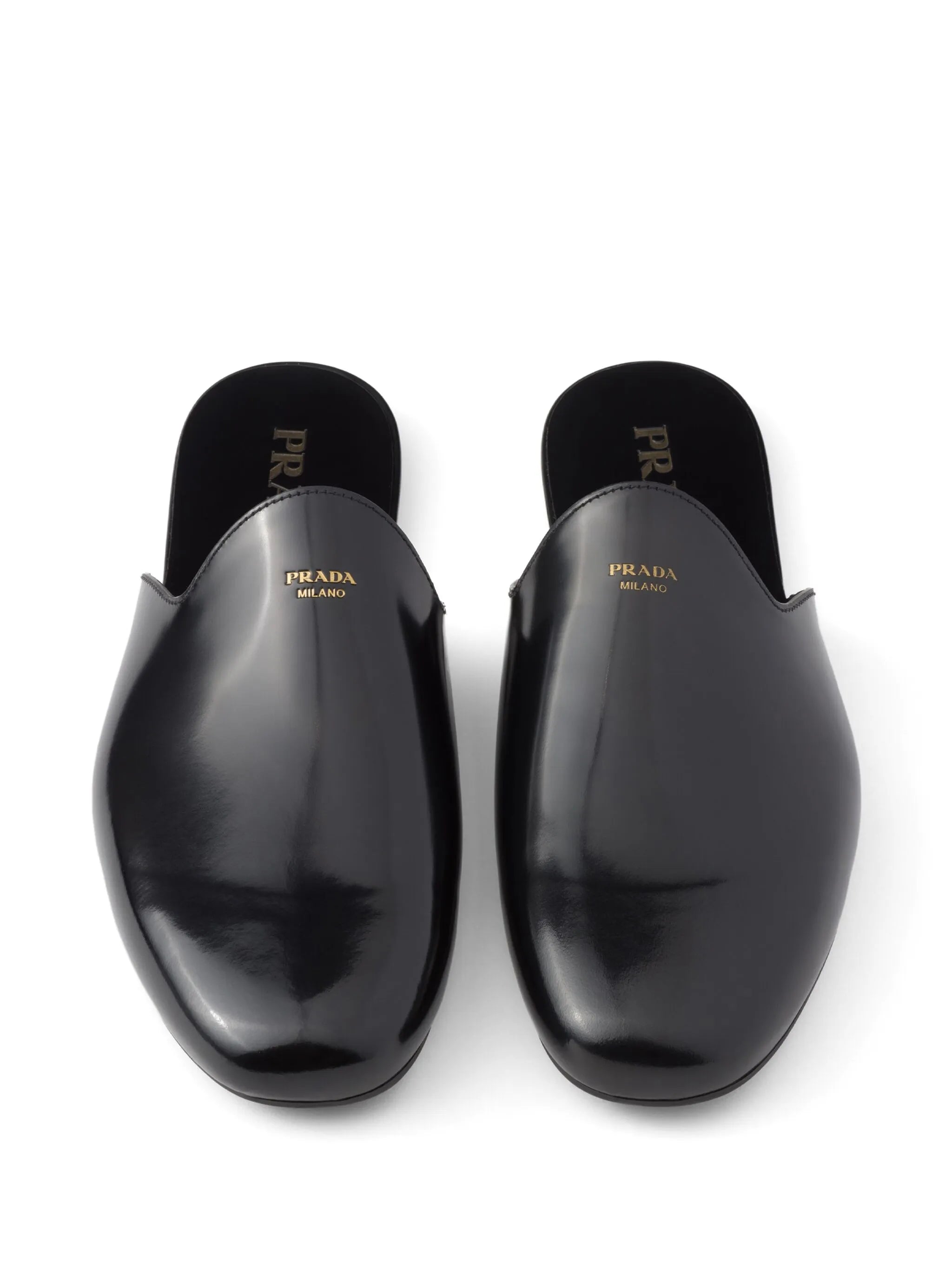 logo-embossed brushed leather slippers