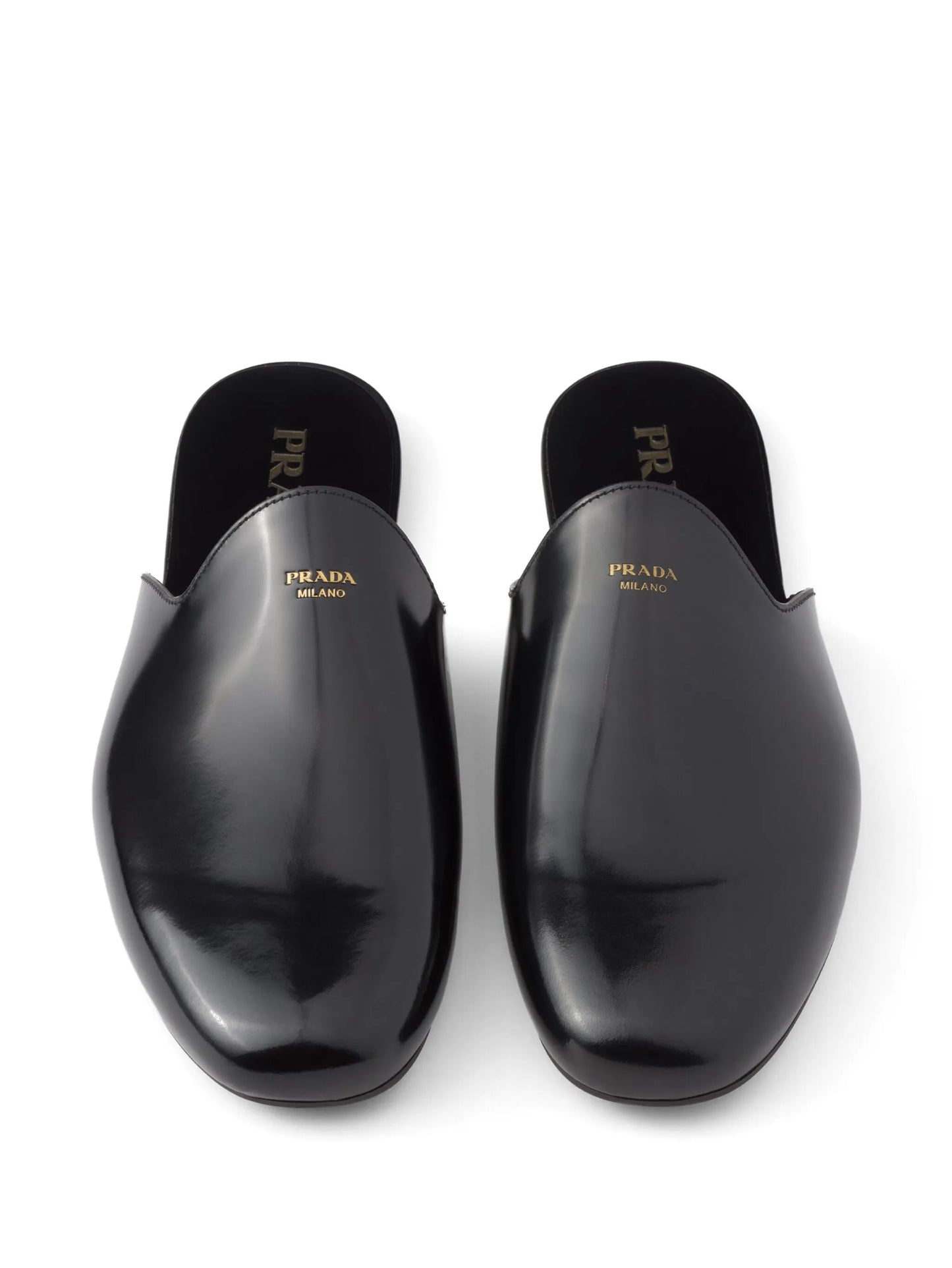 logo-embossed brushed leather slippers