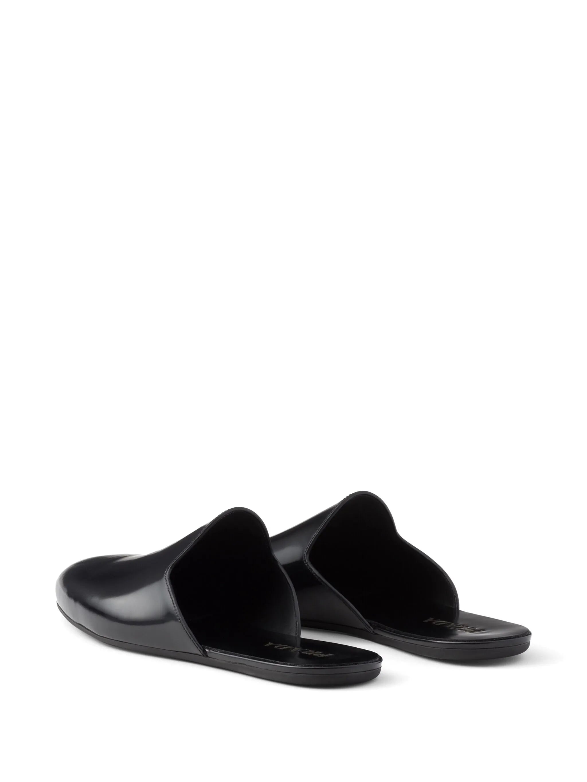 logo-embossed brushed leather slippers