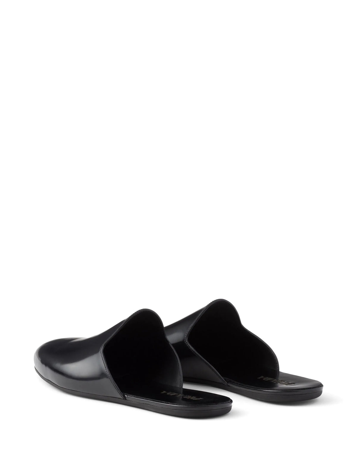 logo-embossed brushed leather slippers