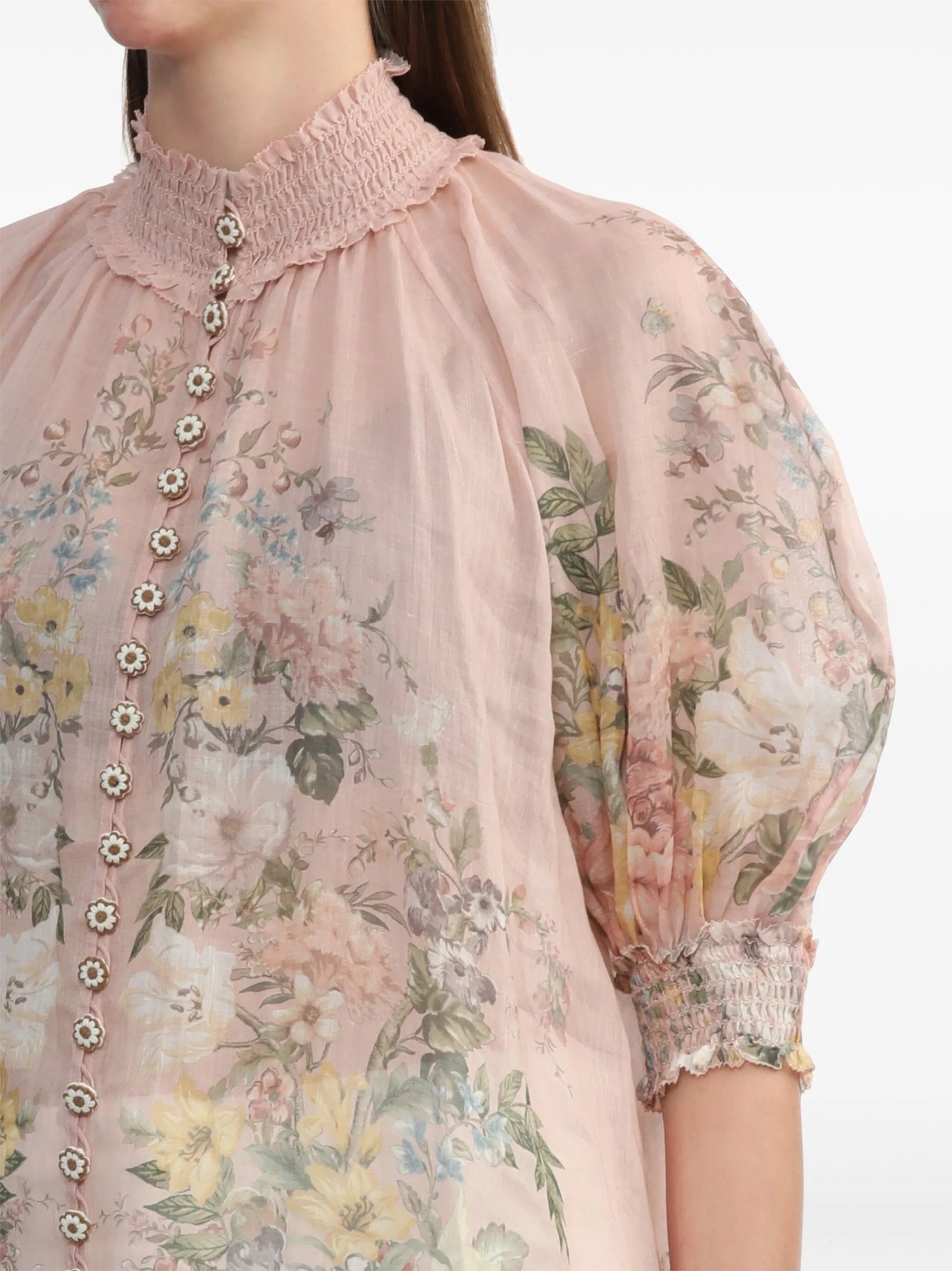 Waverly floral-print ramie blouse