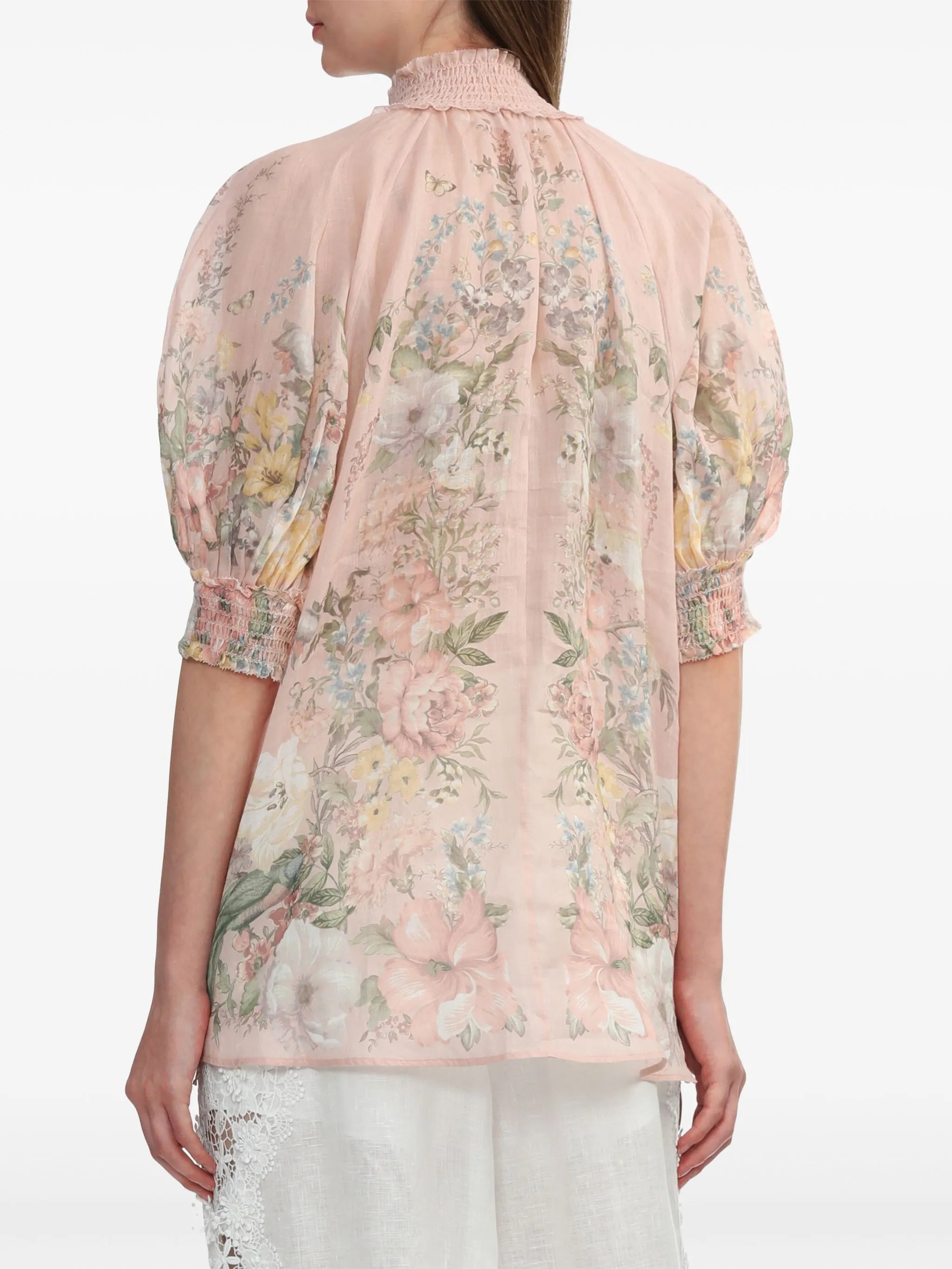 Waverly floral-print ramie blouse
