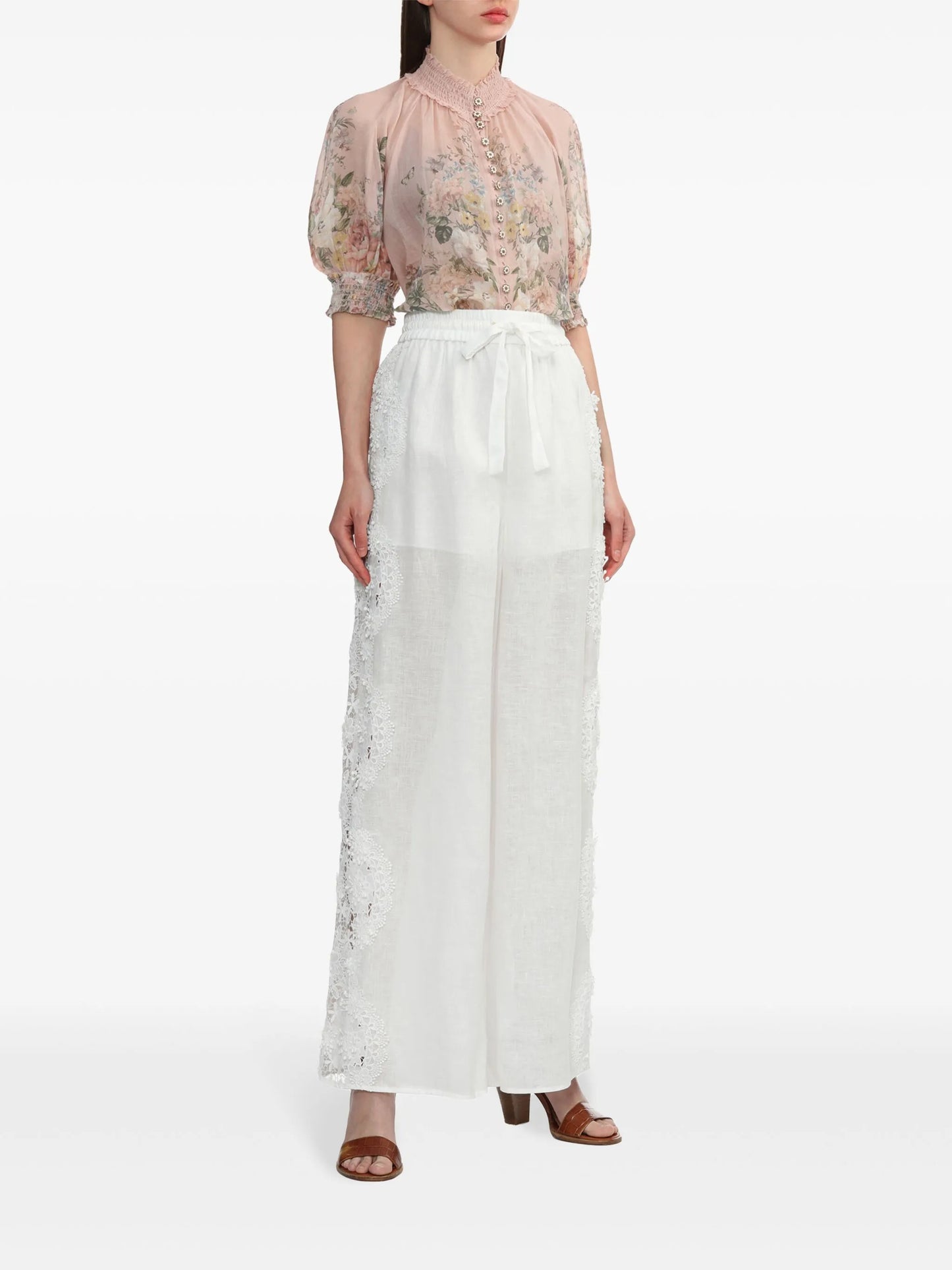 Waverly floral-print ramie blouse