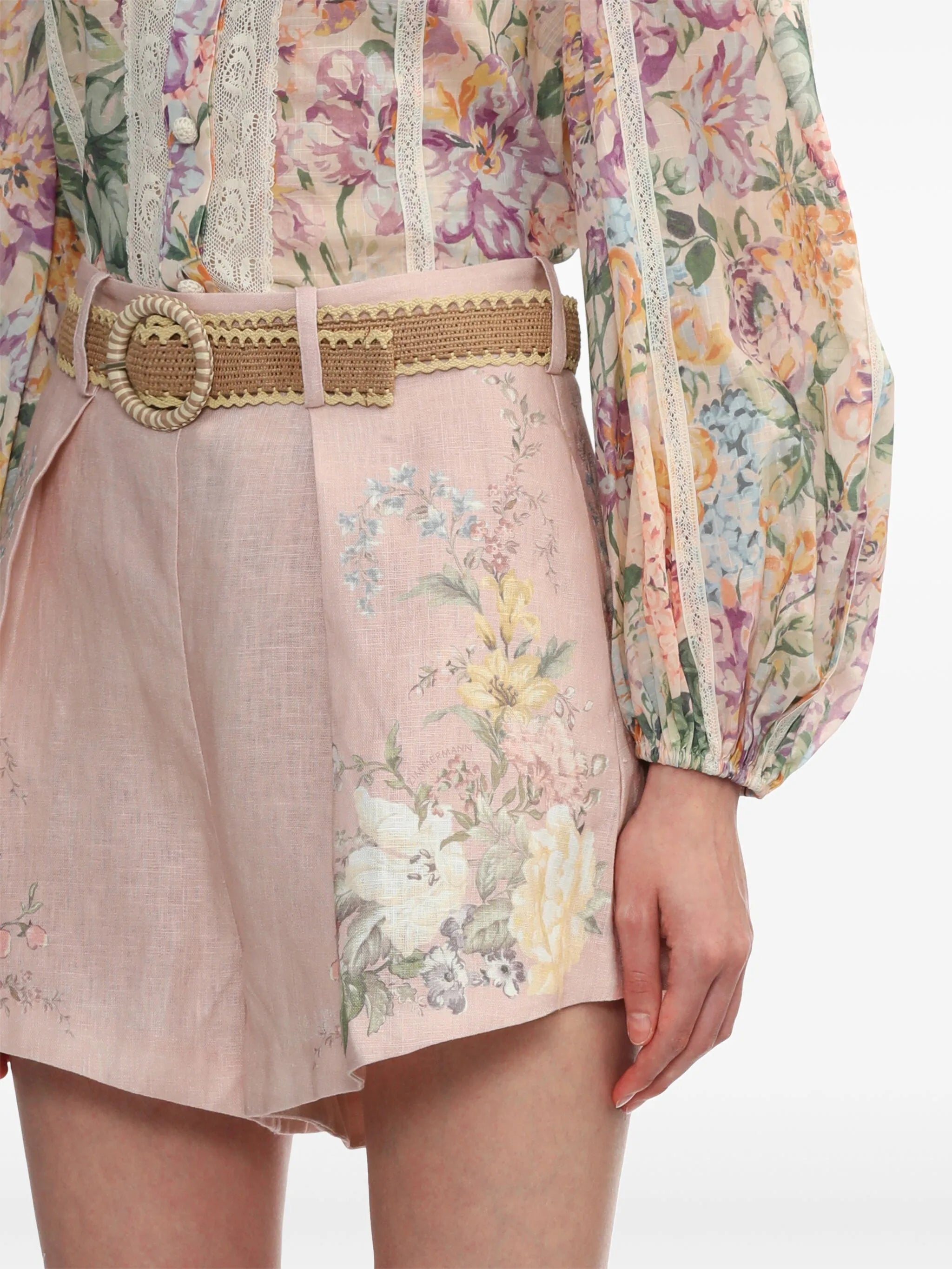 Waverly floral-print linen shorts