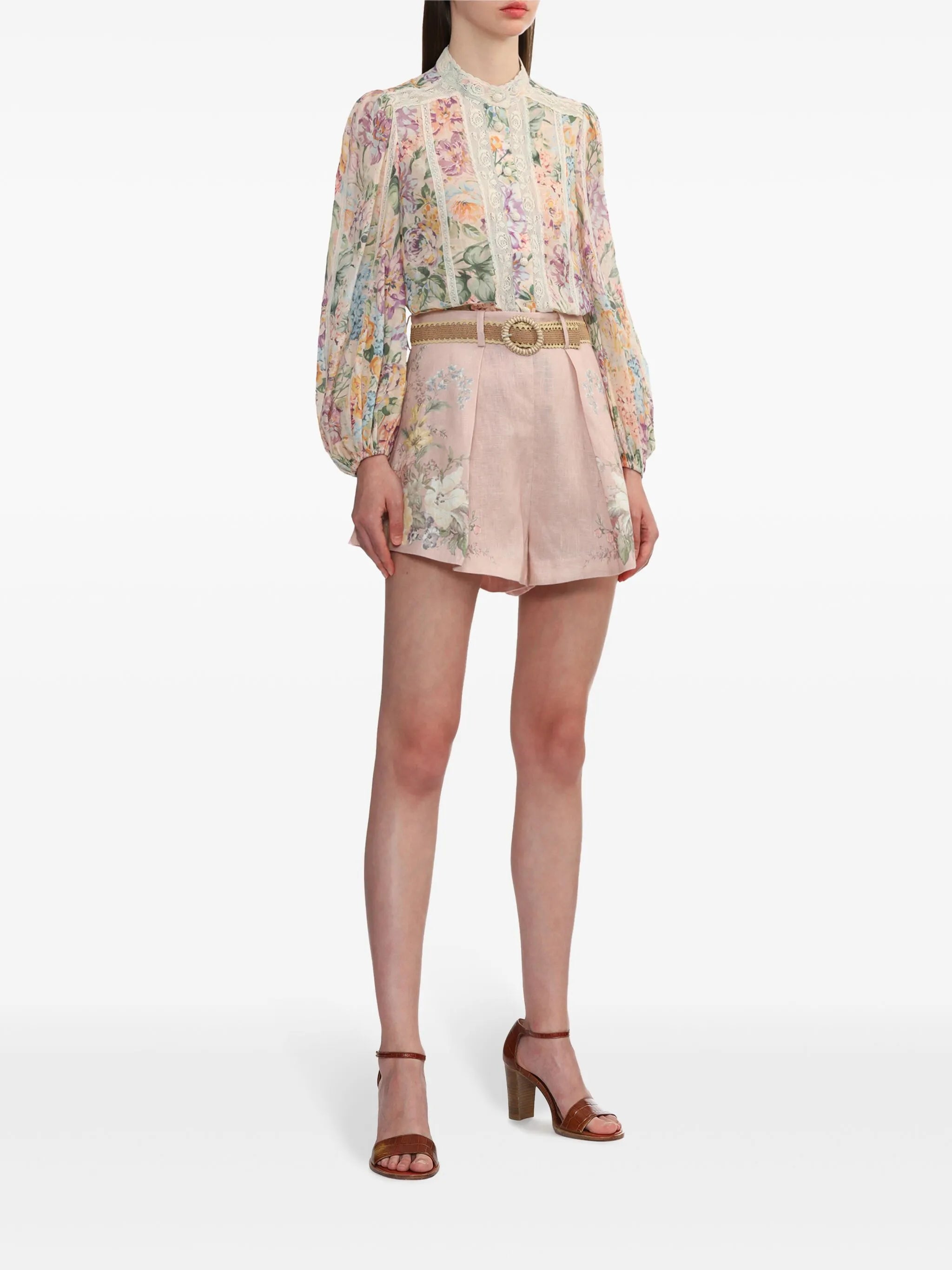 Waverly floral-print linen shorts