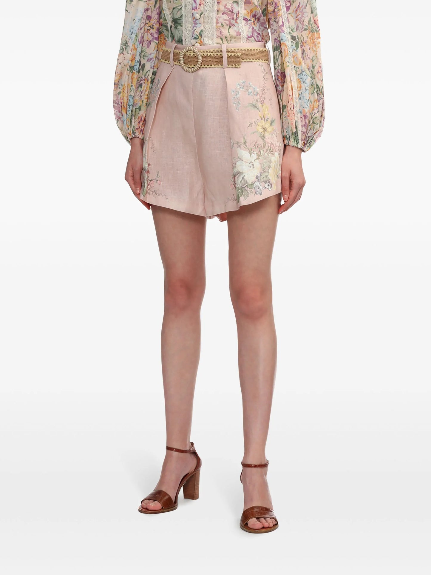 Waverly floral-print linen shorts