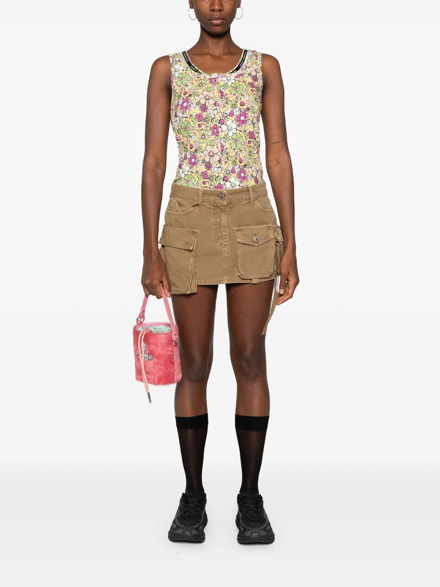 layered floral-print tank top