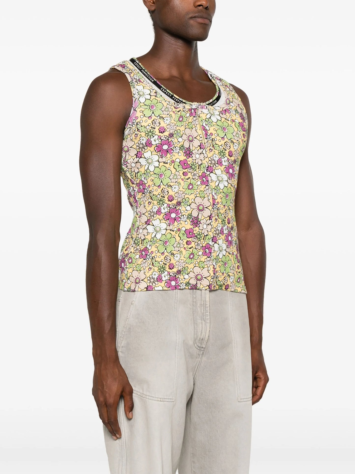 layered floral-print tank top