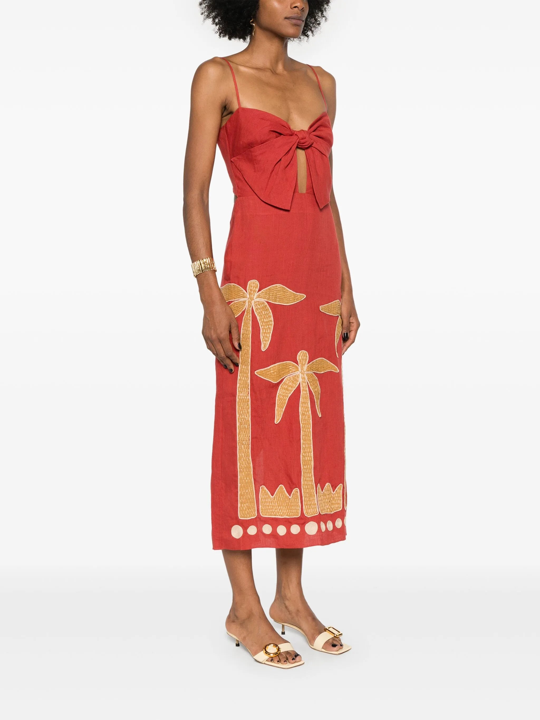 Calm Wind palm tree appliqué dress
