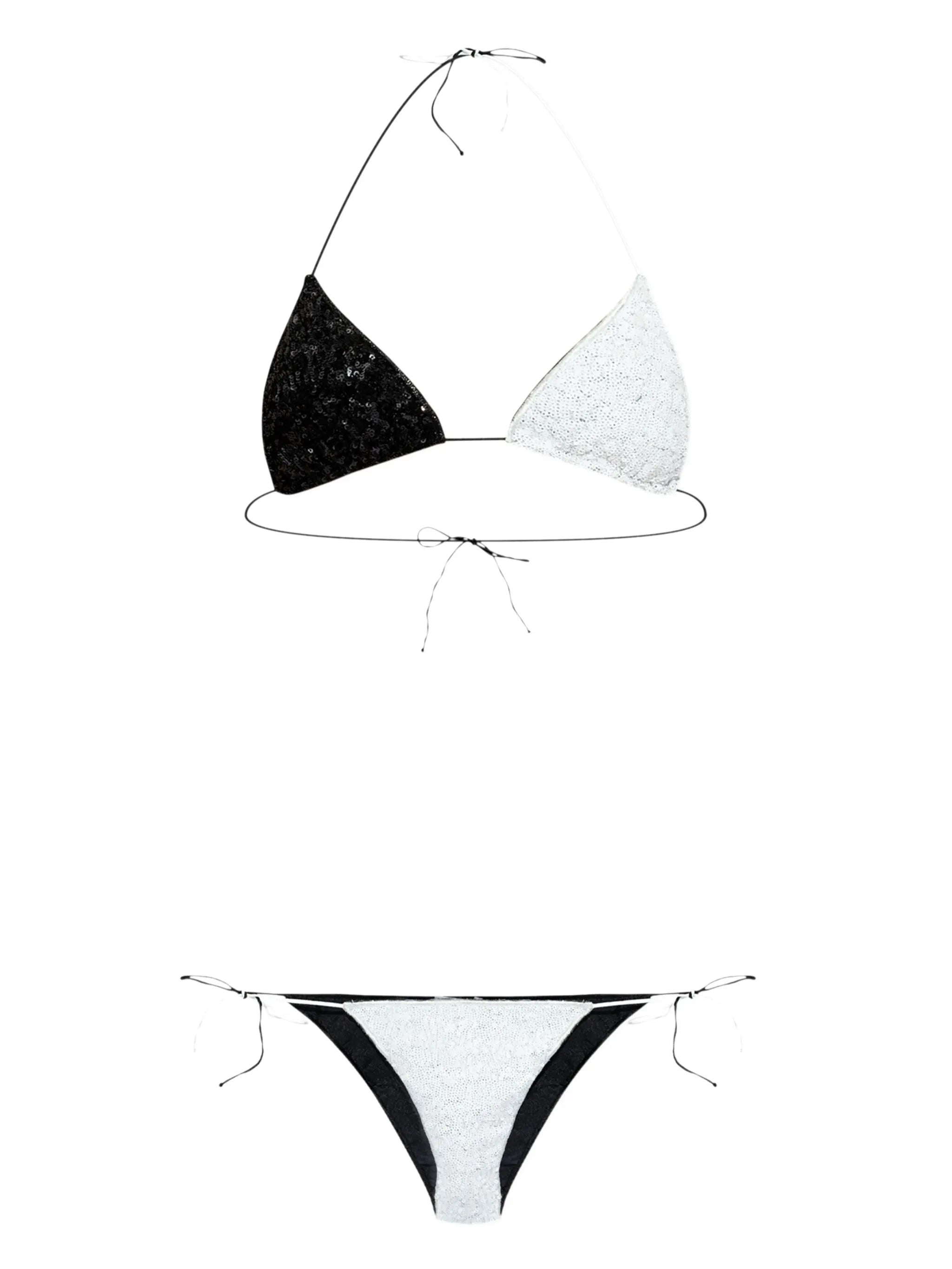 sequin-embellished triangle-cup bikini