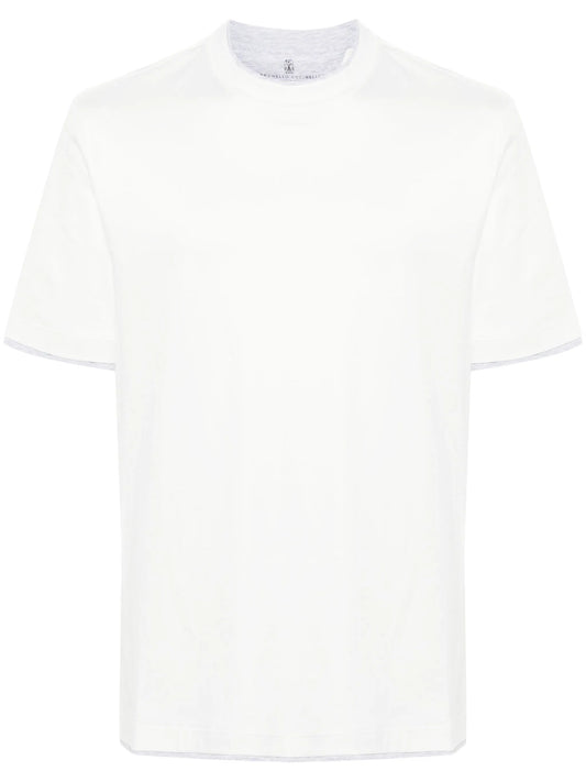 contrast-trim crew-neck T-shirt