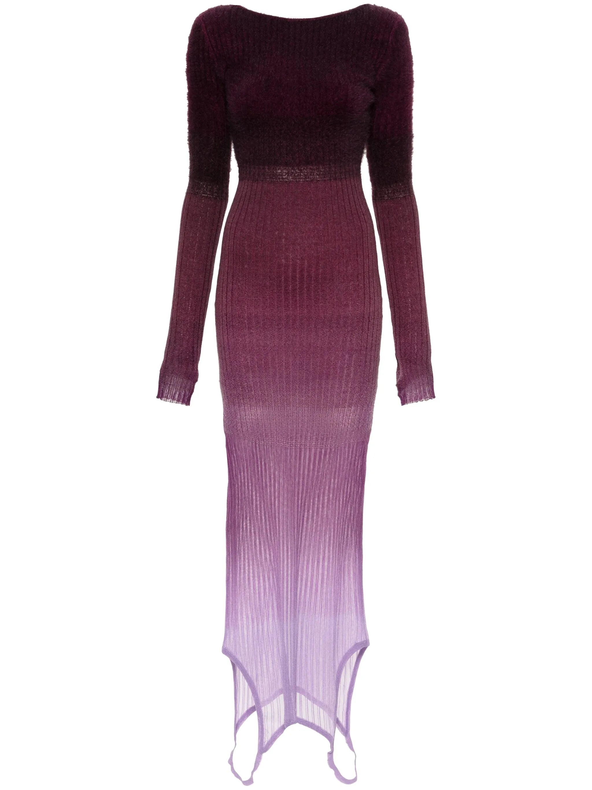 ombré ribbed-knit midi dress