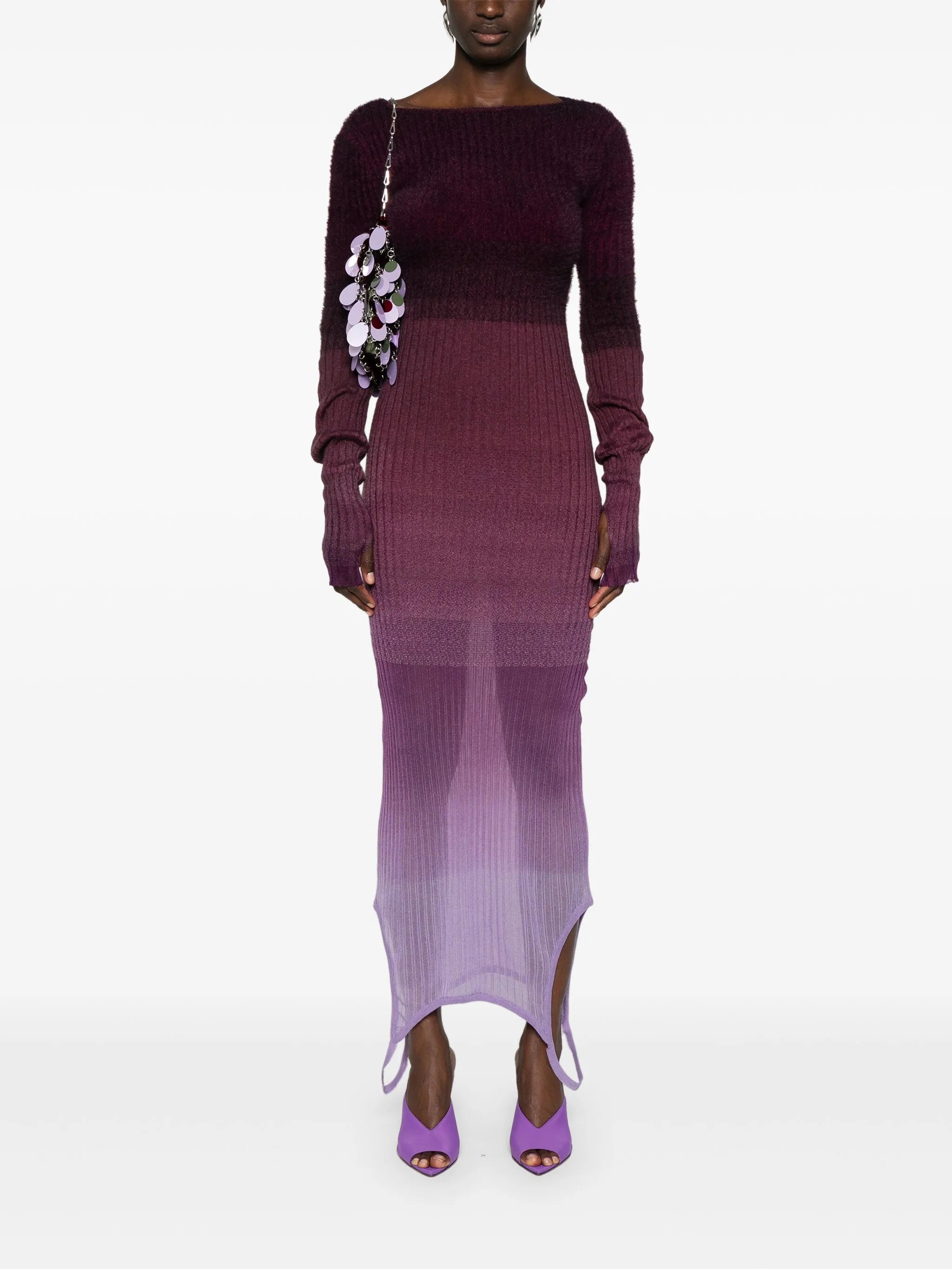 ombré ribbed-knit midi dress