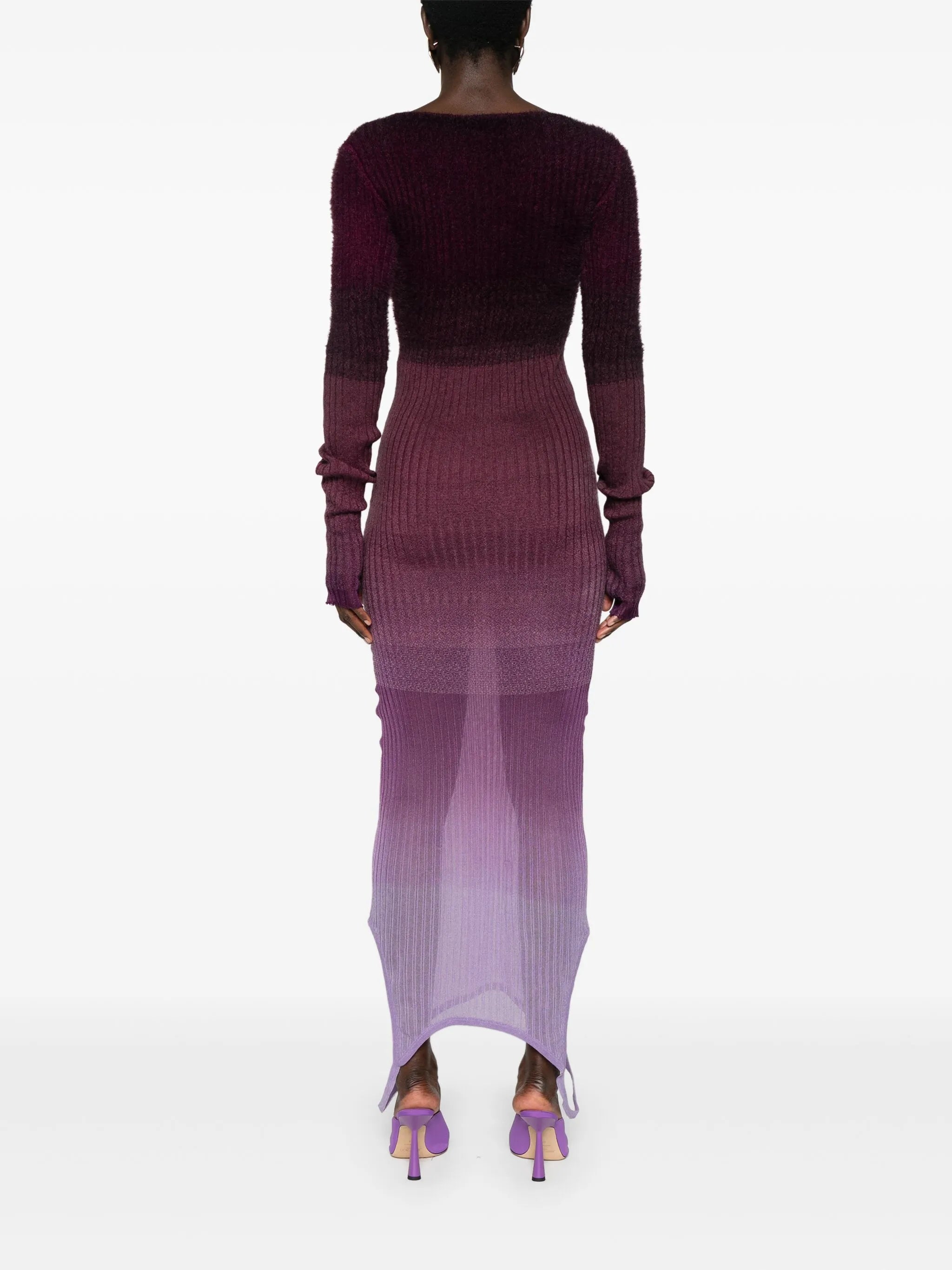 ombré ribbed-knit midi dress