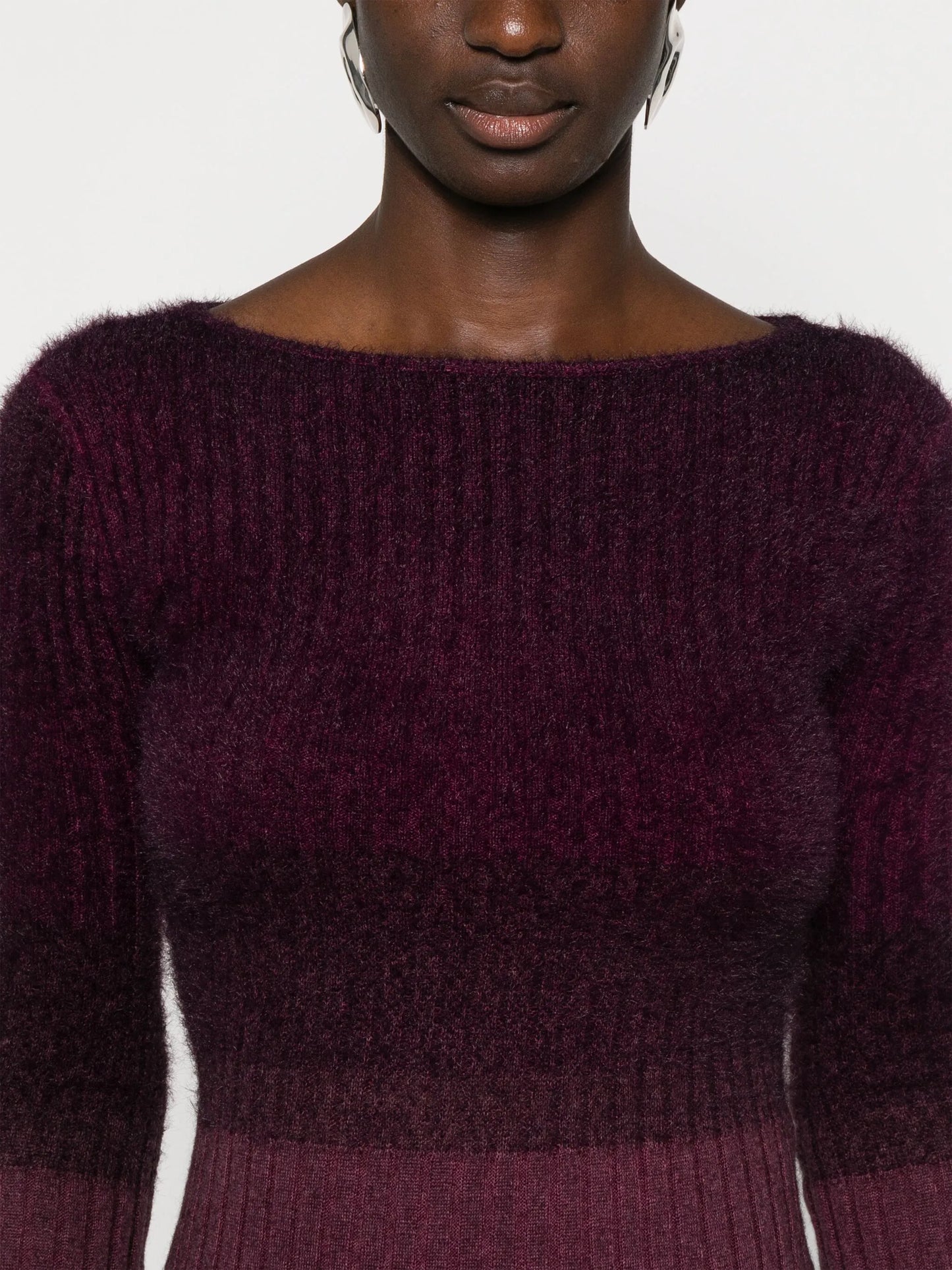 ombré ribbed-knit midi dress