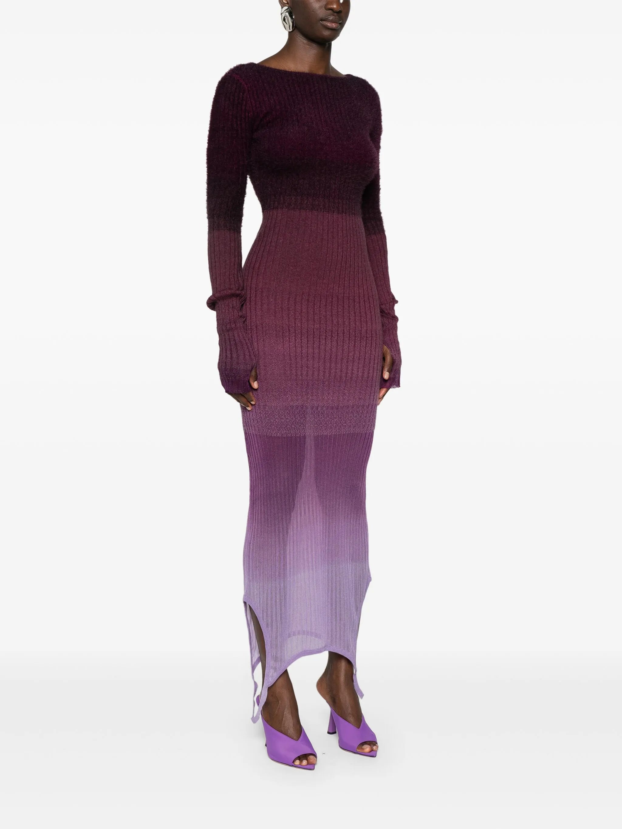 ombré ribbed-knit midi dress