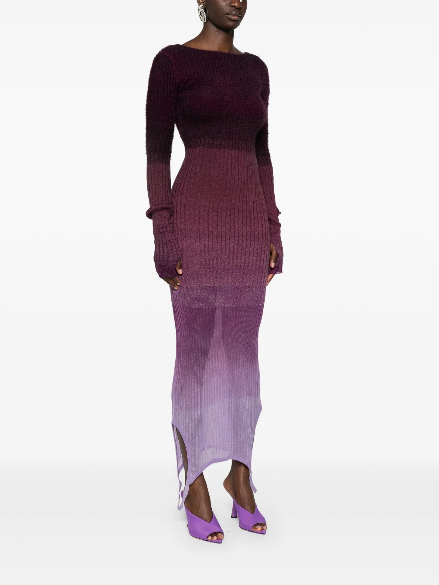 ombré ribbed-knit midi dress