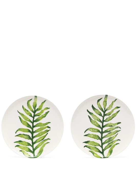 Leaves hand-painted plates (set of two)