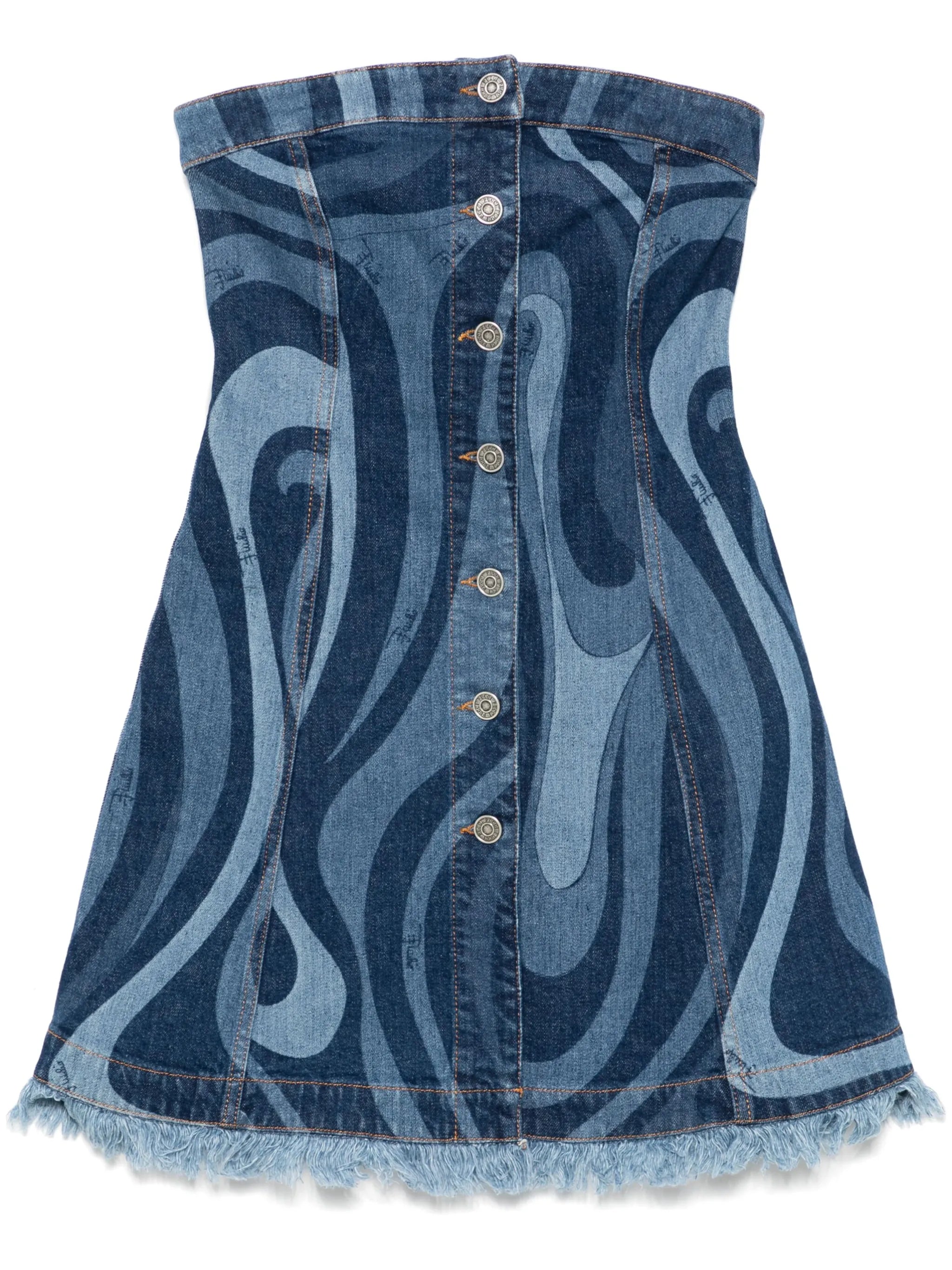 Marmo-print denim mini dress