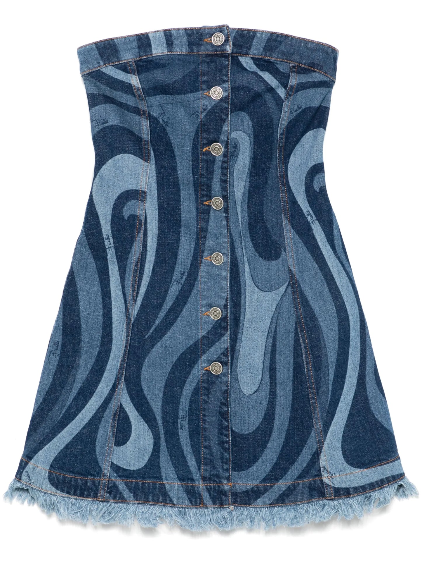 Marmo-print denim mini dress