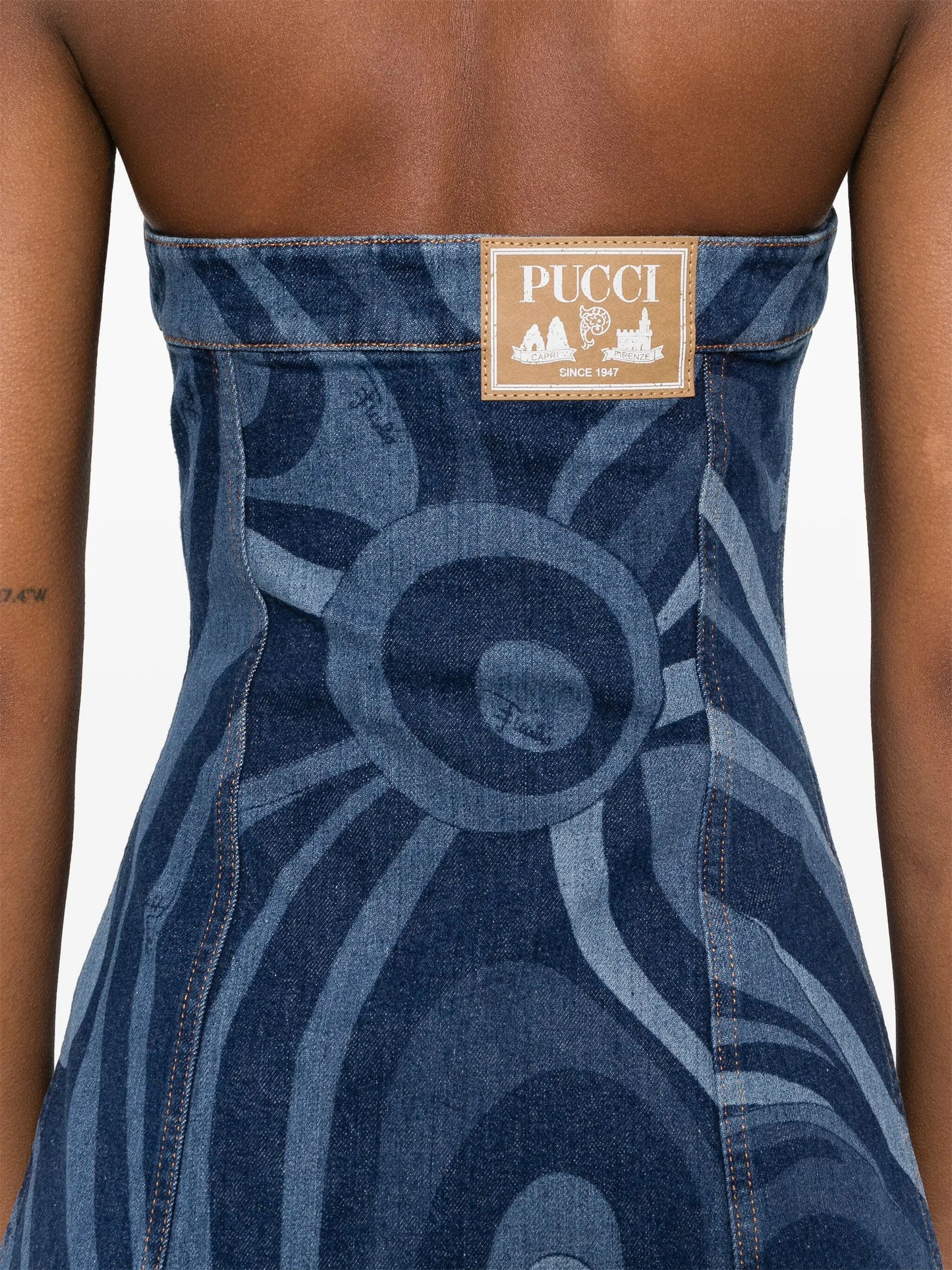 Marmo-print denim mini dress