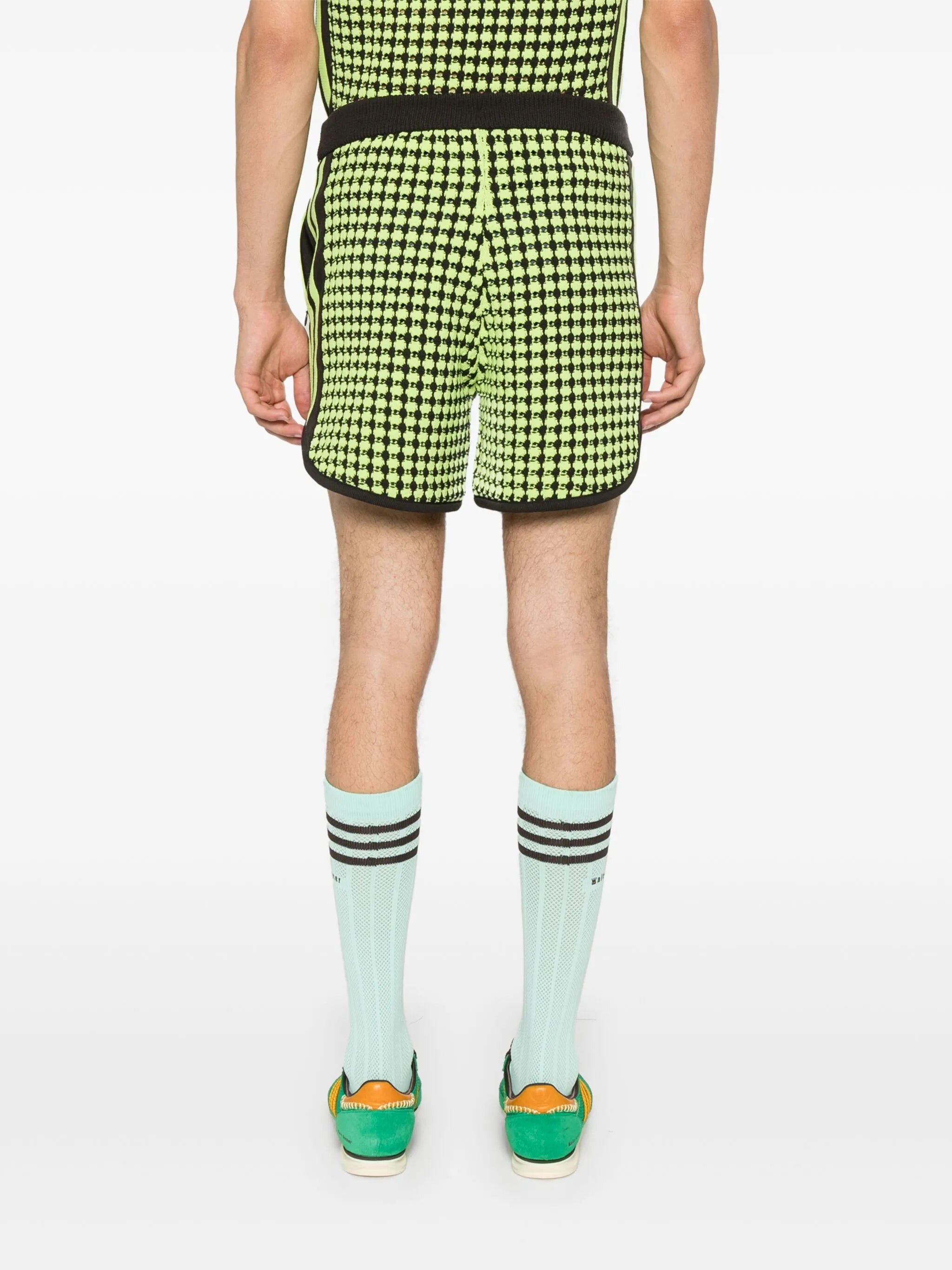 X Wales Bonner houndstoot crochet-knit shorts