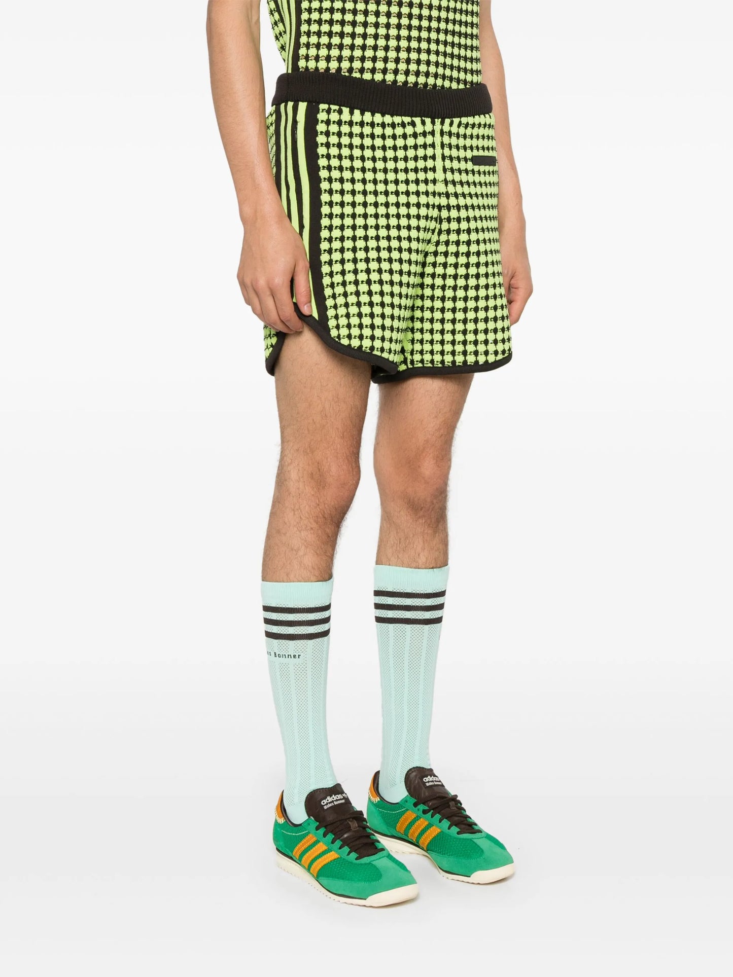 X Wales Bonner houndstoot crochet-knit shorts