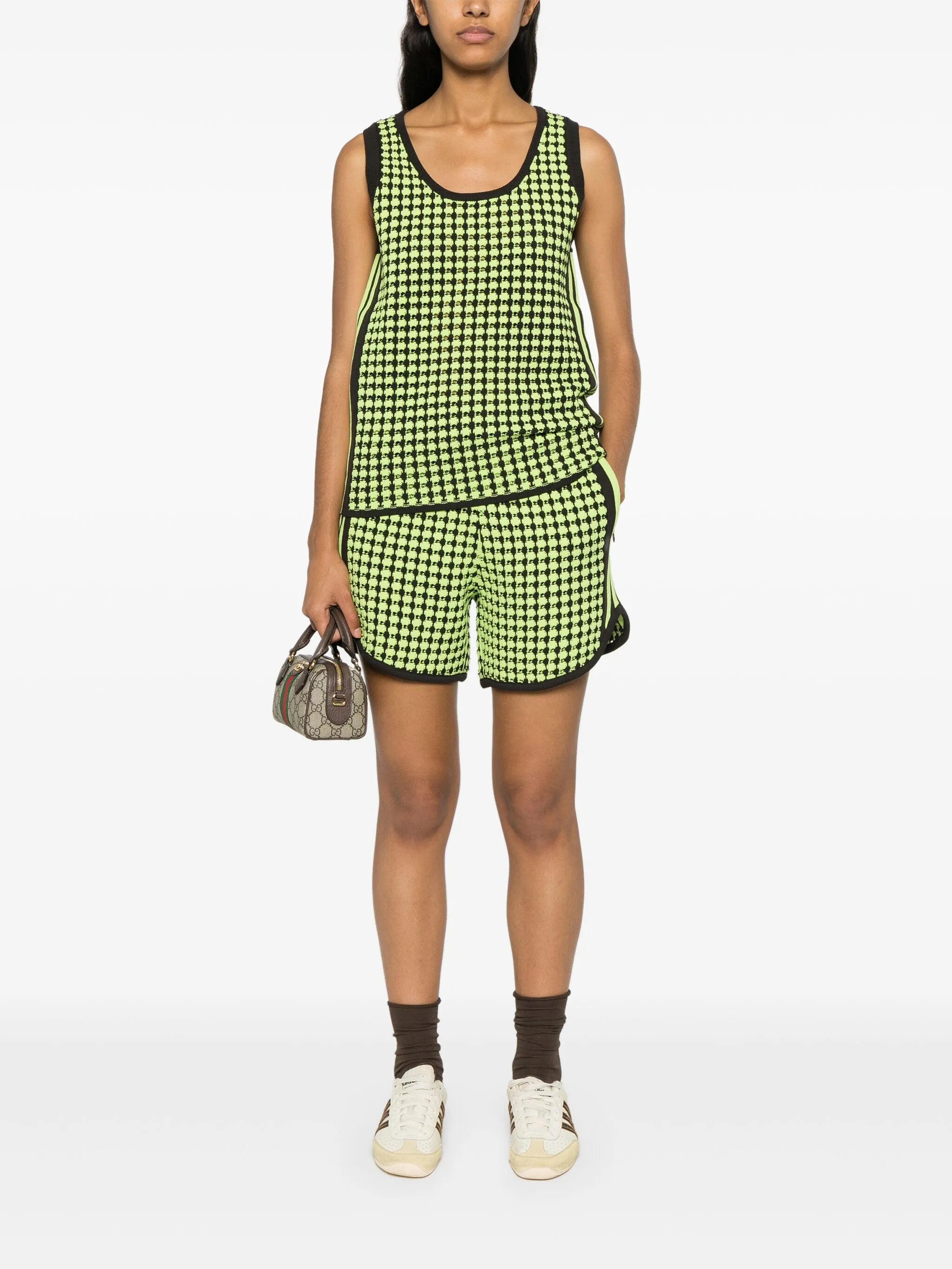 X Wales Bonner houndstoot crochet-knit shorts