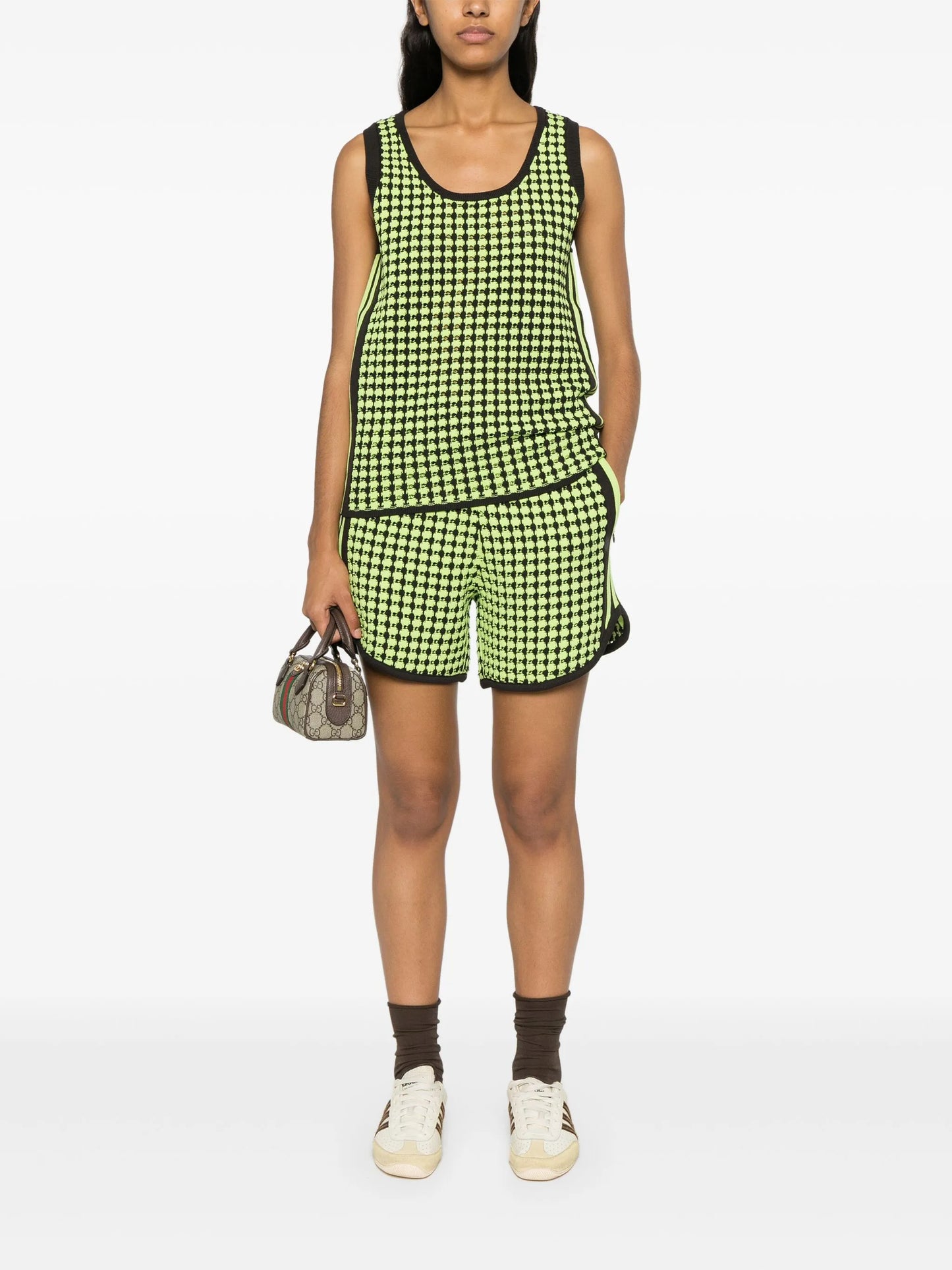 X Wales Bonner houndstoot crochet-knit shorts