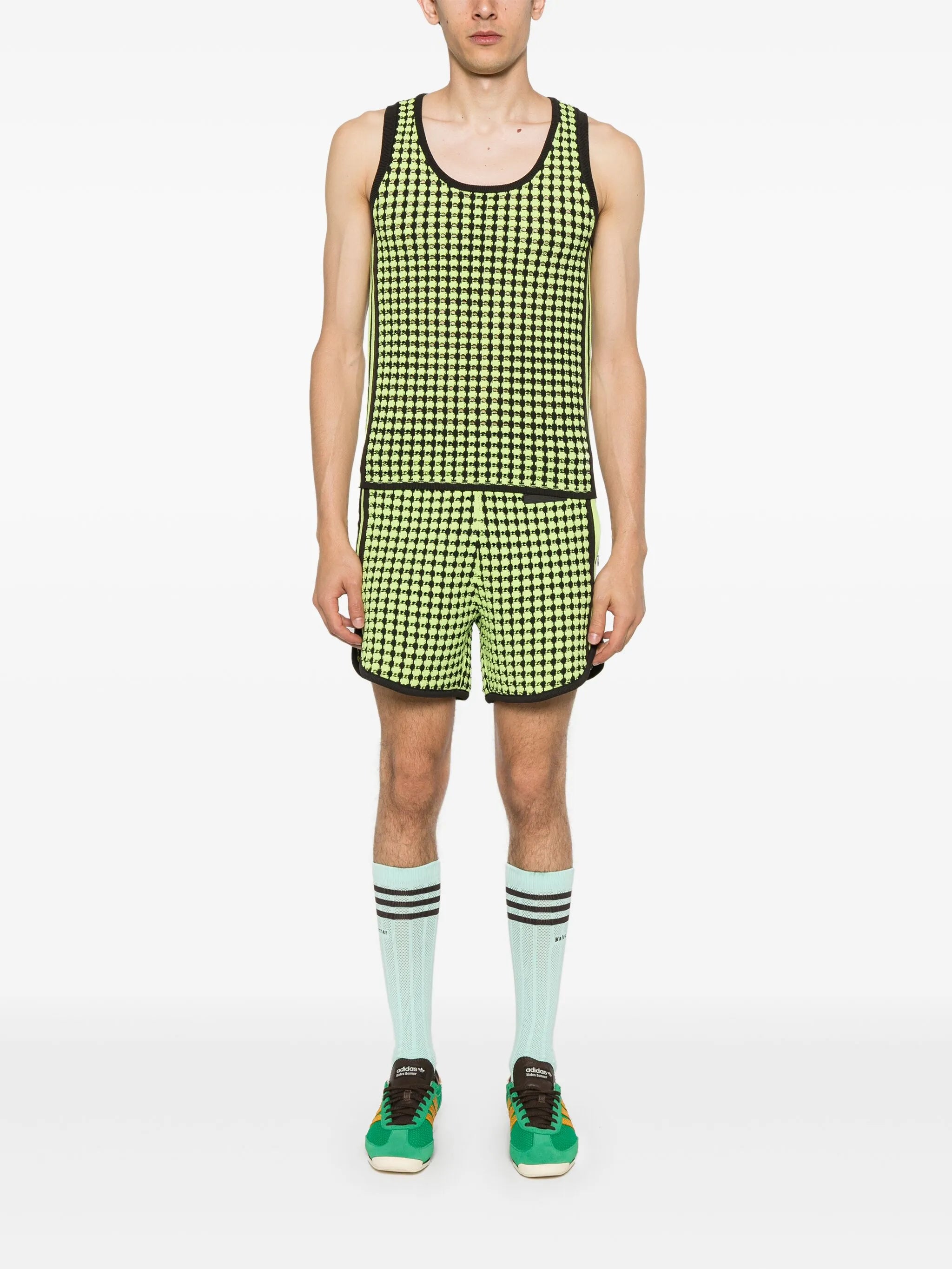 X Wales Bonner houndstoot crochet-knit shorts