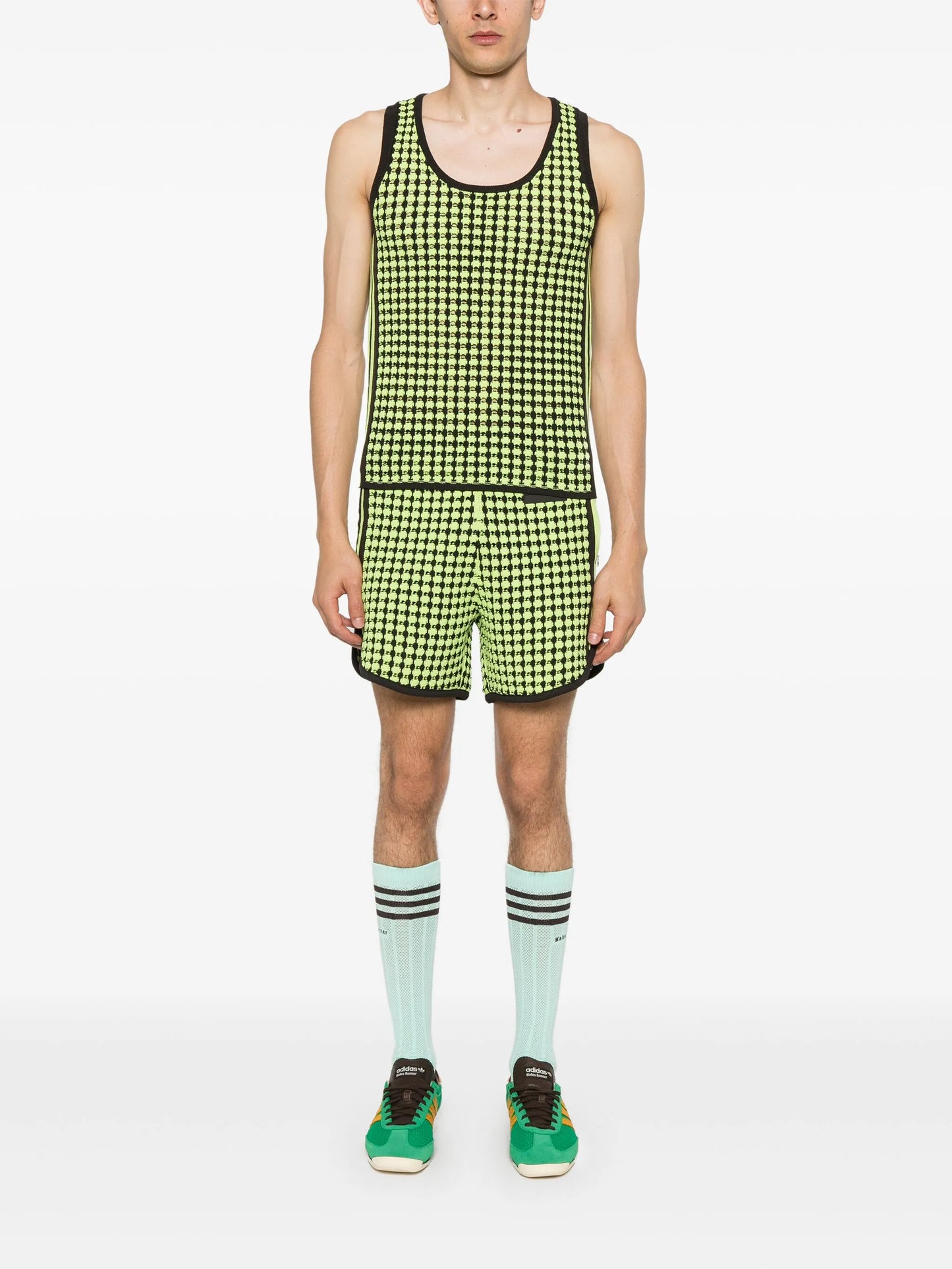 X Wales Bonner houndstoot crochet-knit shorts