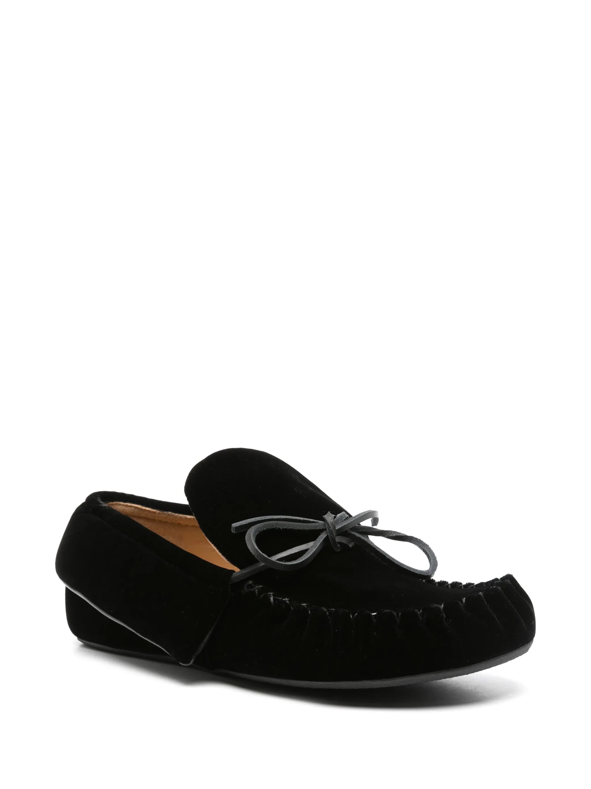 ribbon-fastening velvet loafers