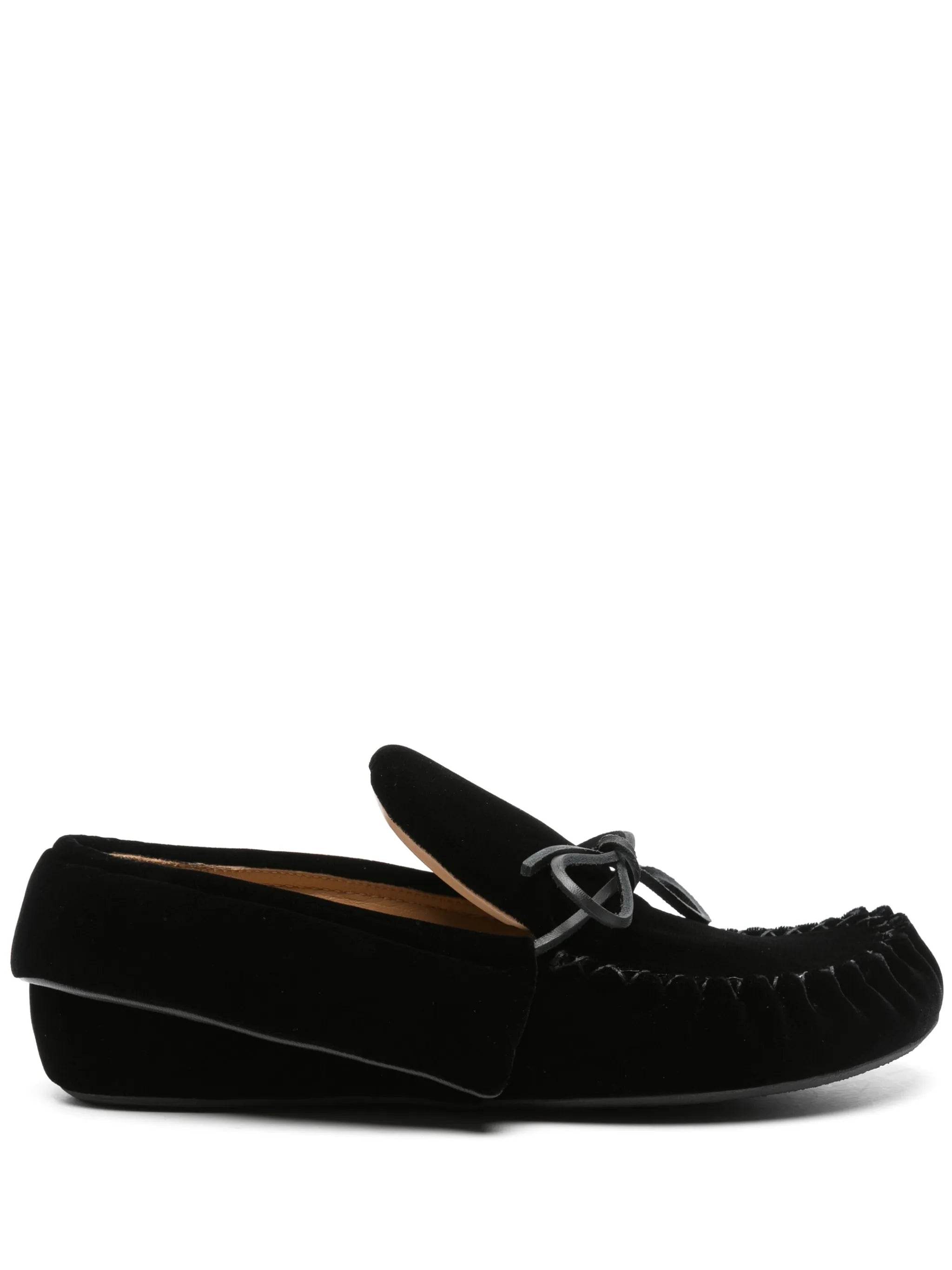 ribbon-fastening velvet loafers