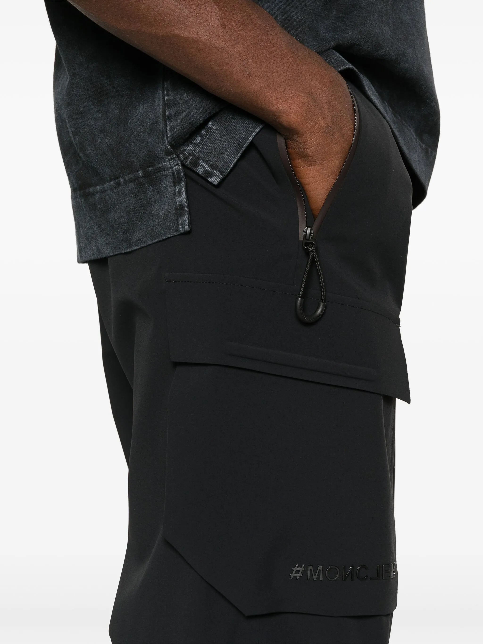 logo-lettering tapered trousers