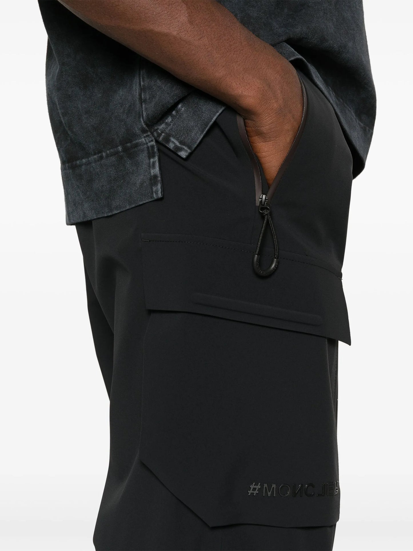 logo-lettering tapered trousers