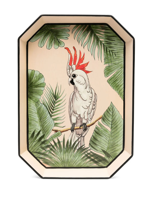 hand-painted flora bird tray (43cm x 30cm)