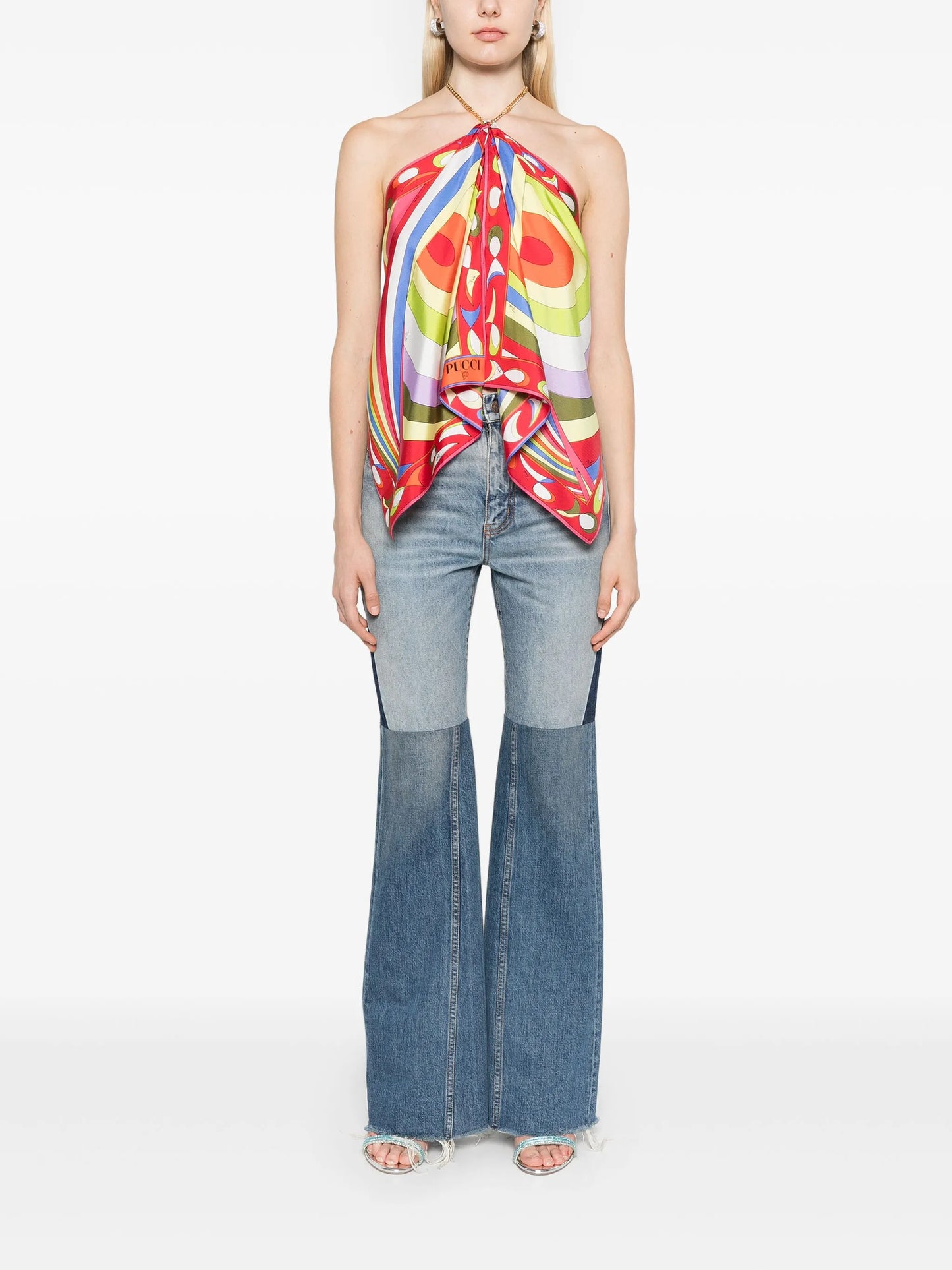 Iride and Pesci-print silk top