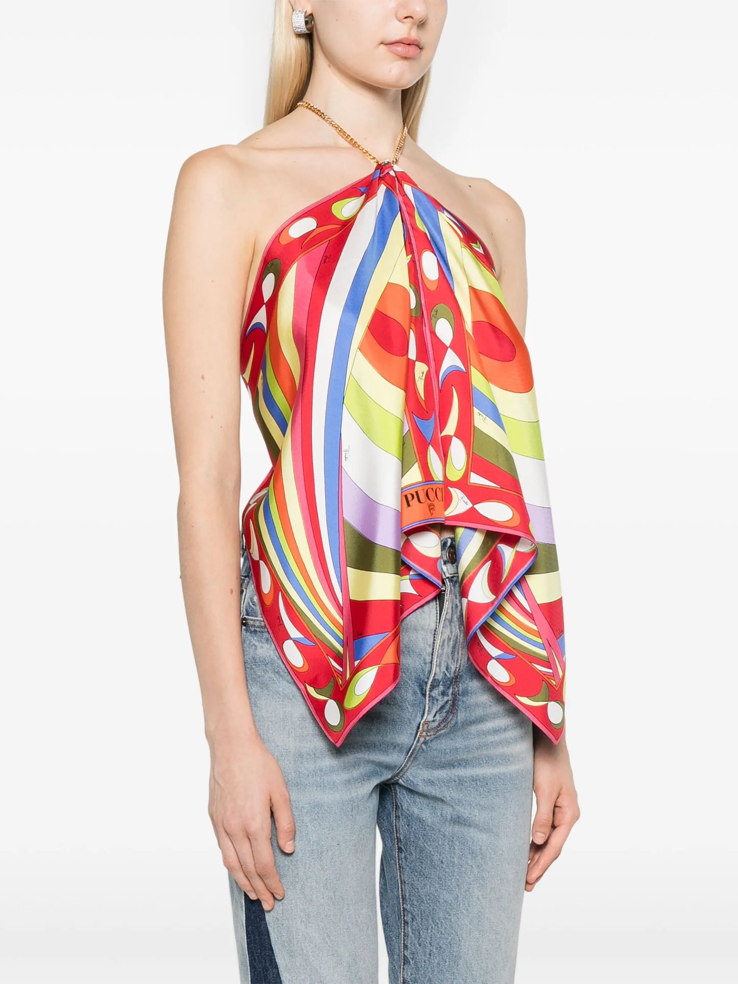 Iride and Pesci-print silk top