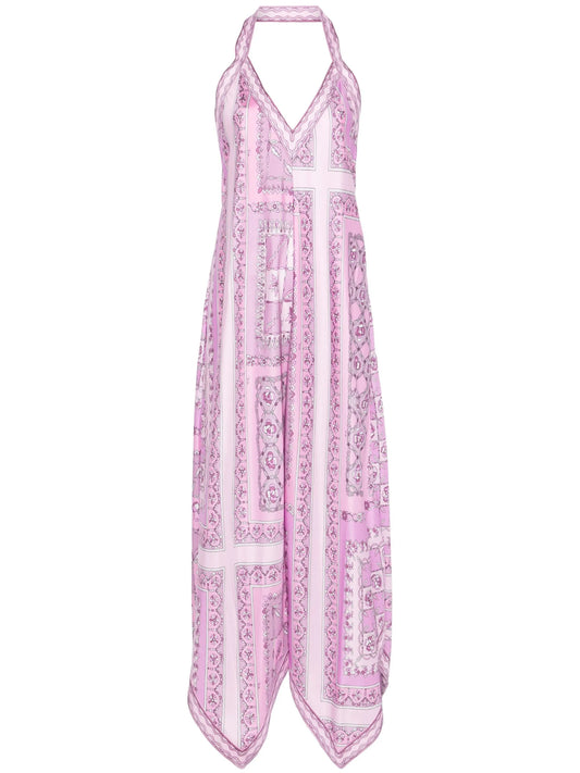 Festa-print silk midi dress
