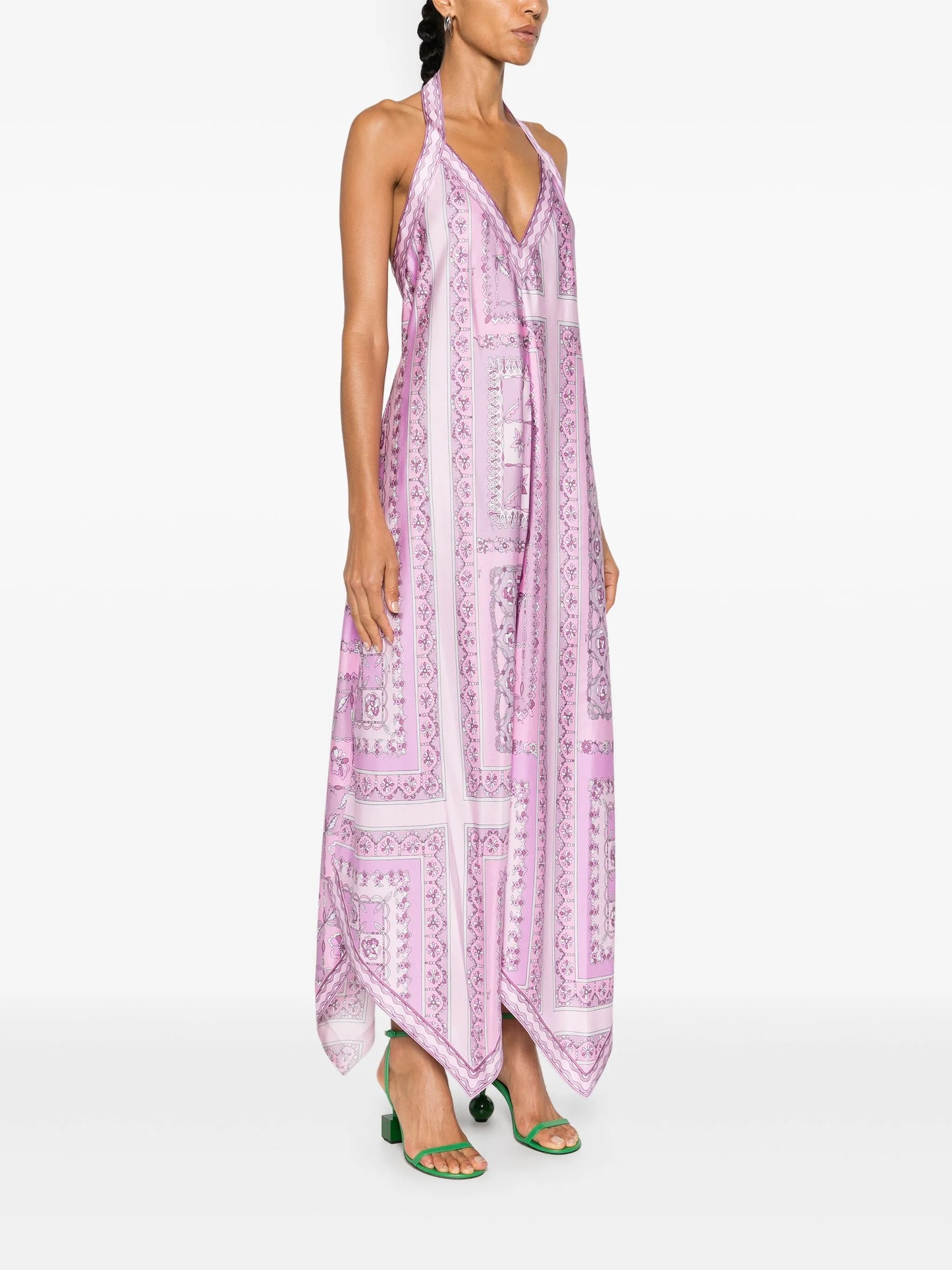 Festa-print silk midi dress