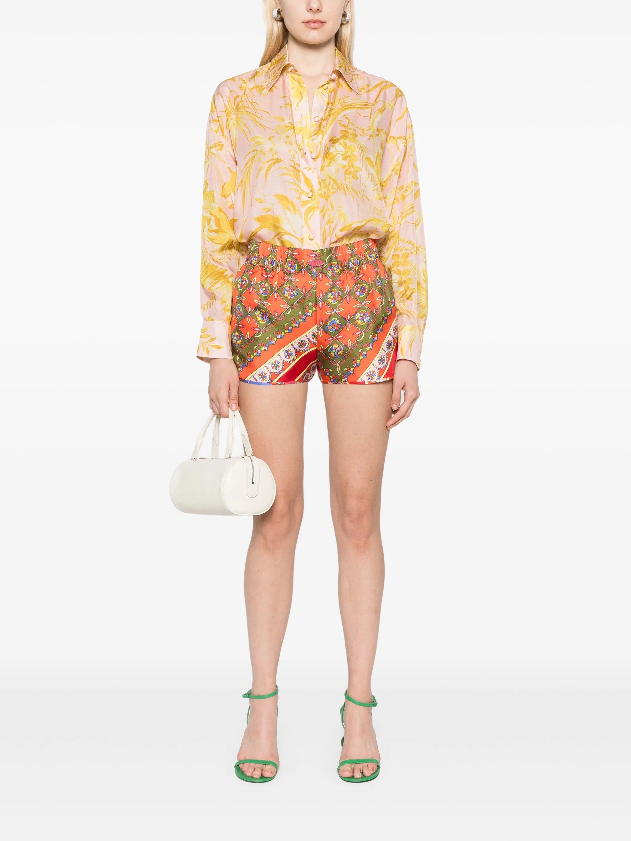 Festa-print silk shorts