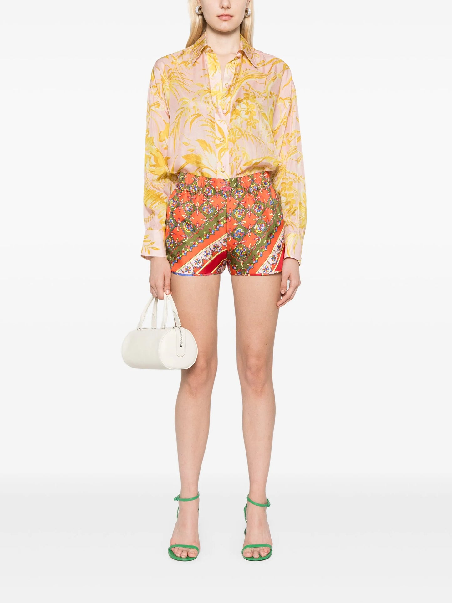 Festa-print silk shorts